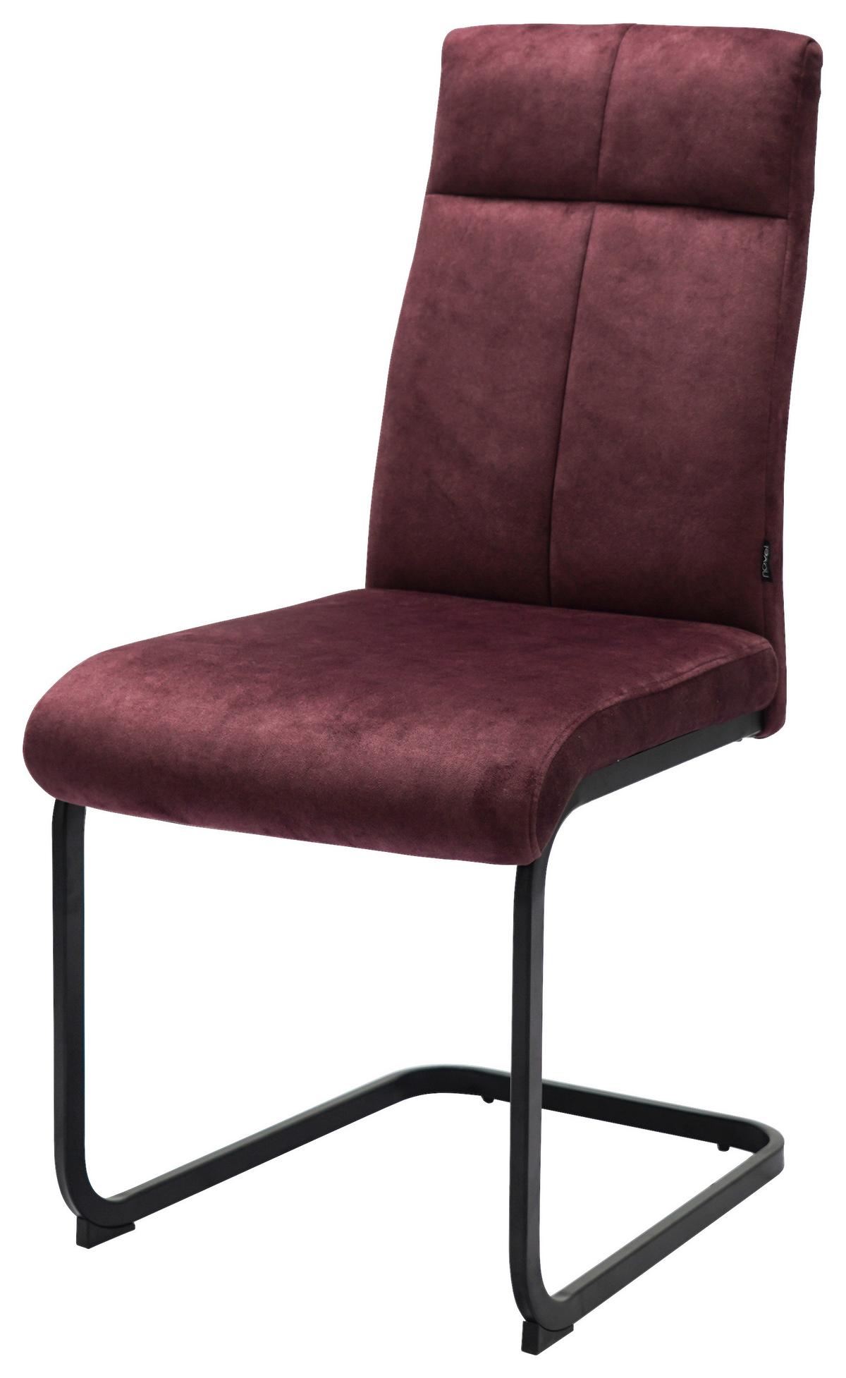 KRZESŁO NA PŁOZIE GISMO - czerwone wino/czarny, Design, metal/tkanina (45/92/62cm) - Novel