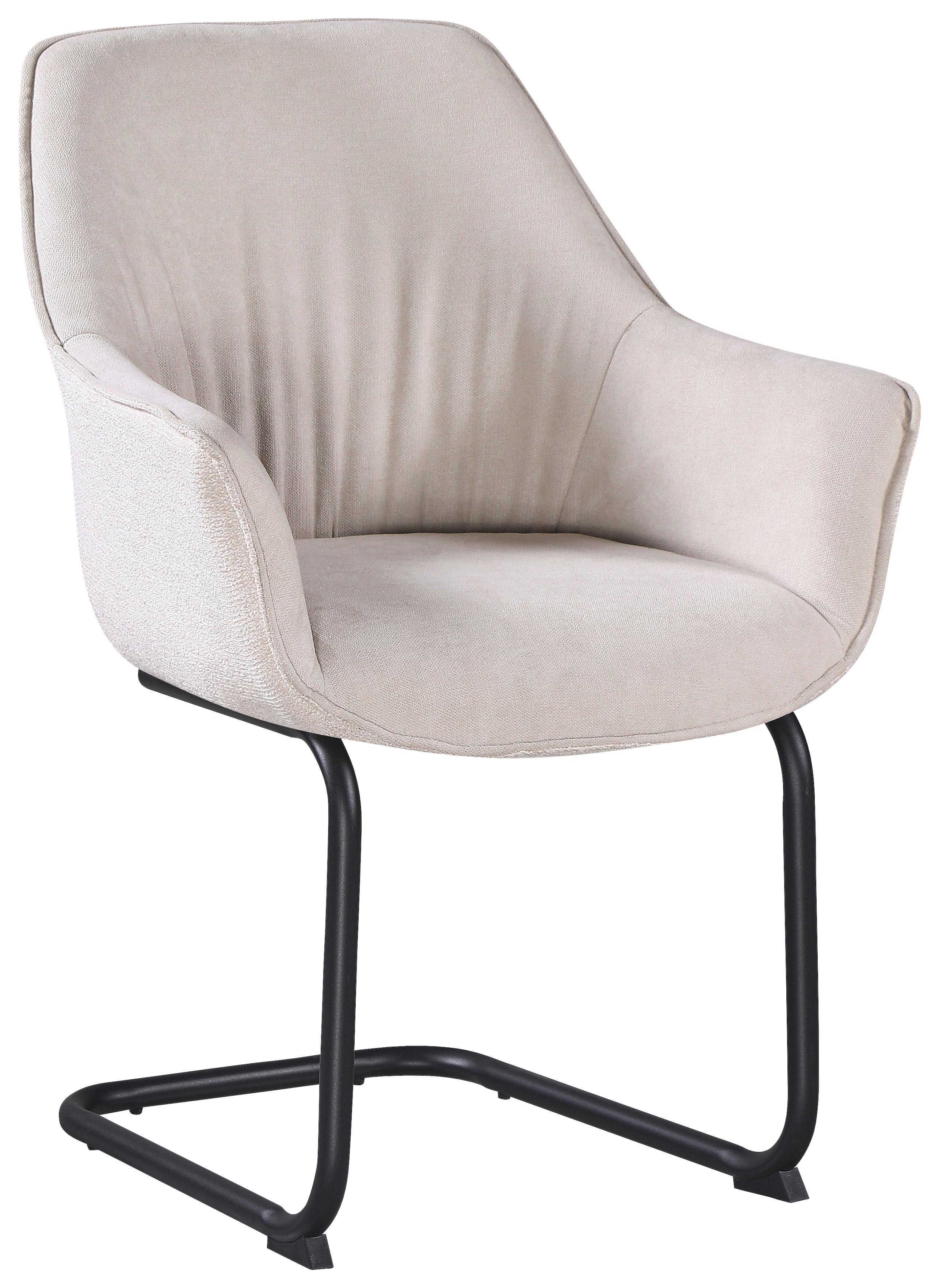 Armlehnstuhl Nova Beige - Beige/Schwarz, MODERN, Textil/Metall (64/87/60cm) - Premium Living