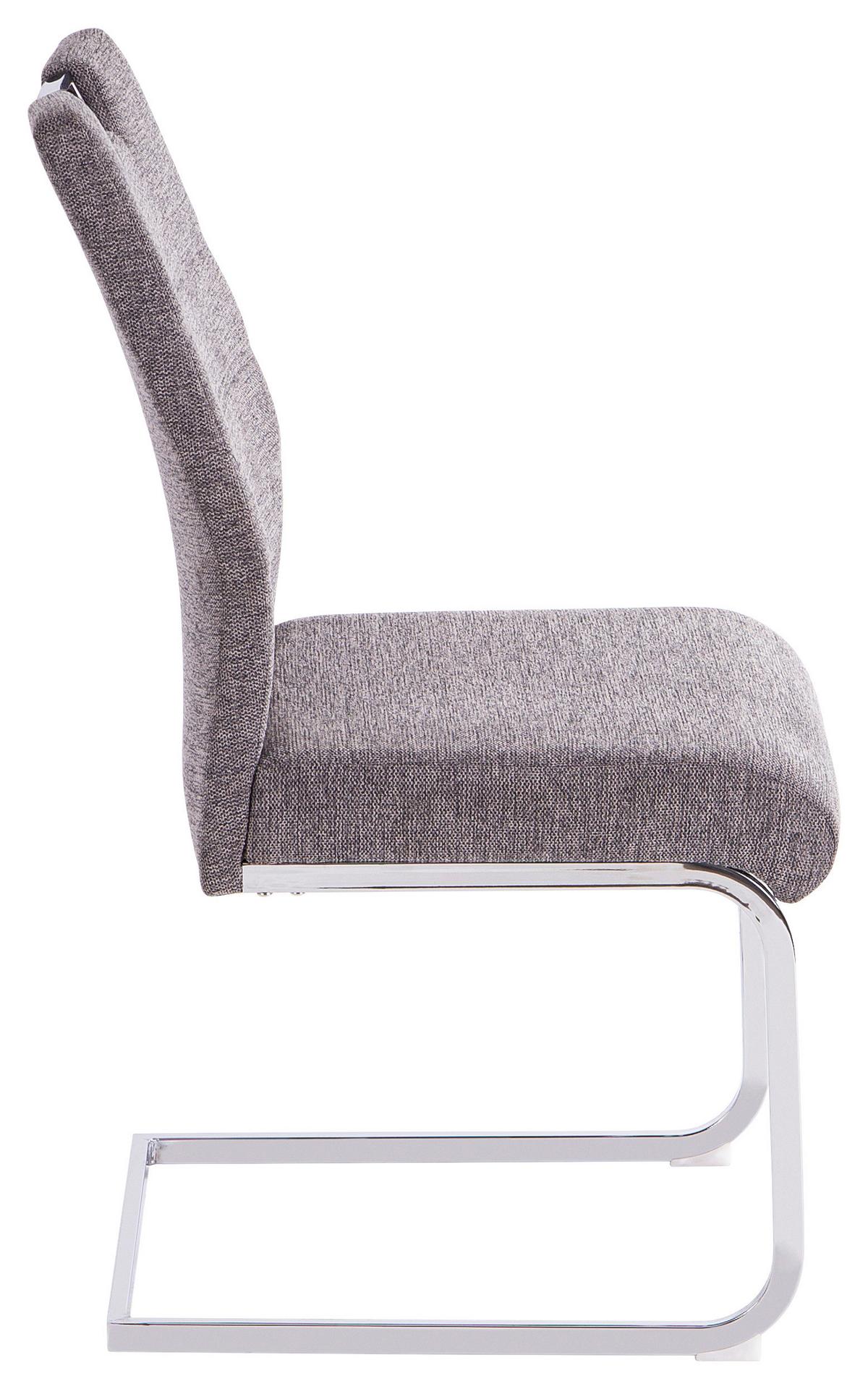 KRZESŁO NA PŁOZIE SALLY 2 - szary/kolor chromowy, Design, metal/tkanina (49/98/62cm) - Carryhome