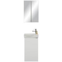 Gästebad in Hochglanz Weiss - Weiss, Modern, Keramik/Holzwerkstoff (40/180/29cm) - Mömax