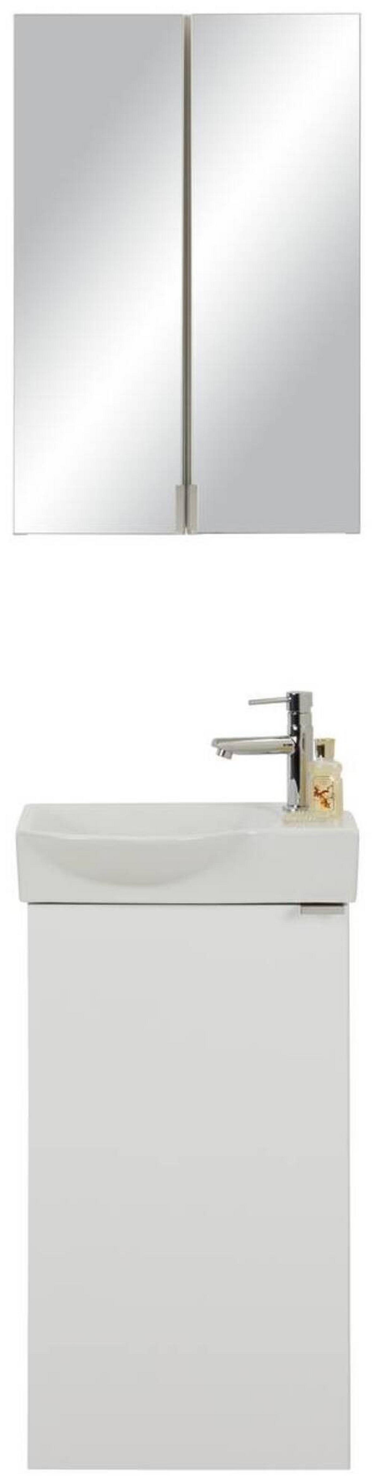 Gästebad in Hochglanz Weiss - Weiss, Modern, Keramik/Holzwerkstoff (40/180/29cm) - Mömax