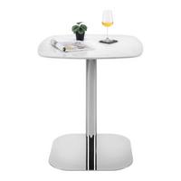 Bistrotisch Theo Weiß/Chromfarben - Chromfarben/Weiß, MODERN, Stein/Metall (70/70/75cm) - Premium Living