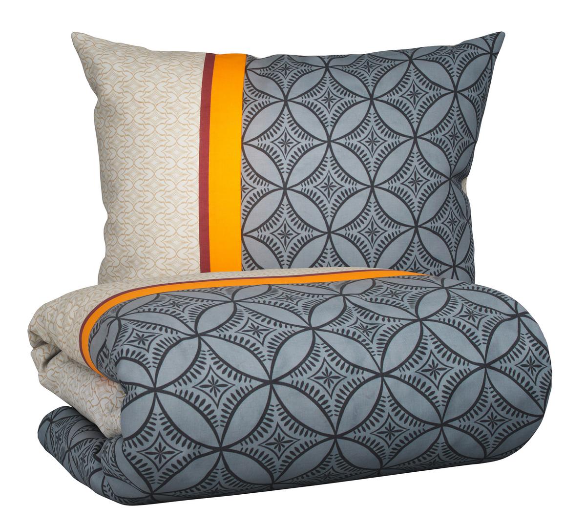 BETTWÄSCHESET NOAH - Anthrazit/Beige, Romantik / Landhaus, Textil (160/210cm) - Modern Living