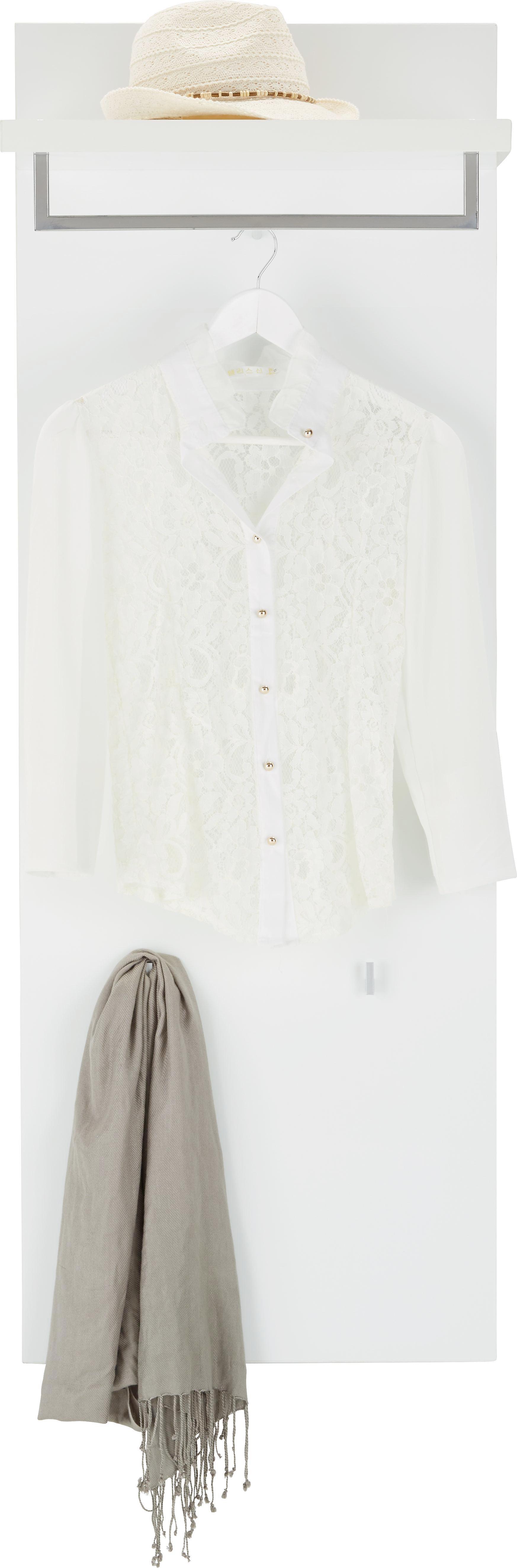 Garderobenpaneel in Weiß Hochglanz - Weiß, MODERN, Holzwerkstoff (48/140/33cm) - Mömax modern living