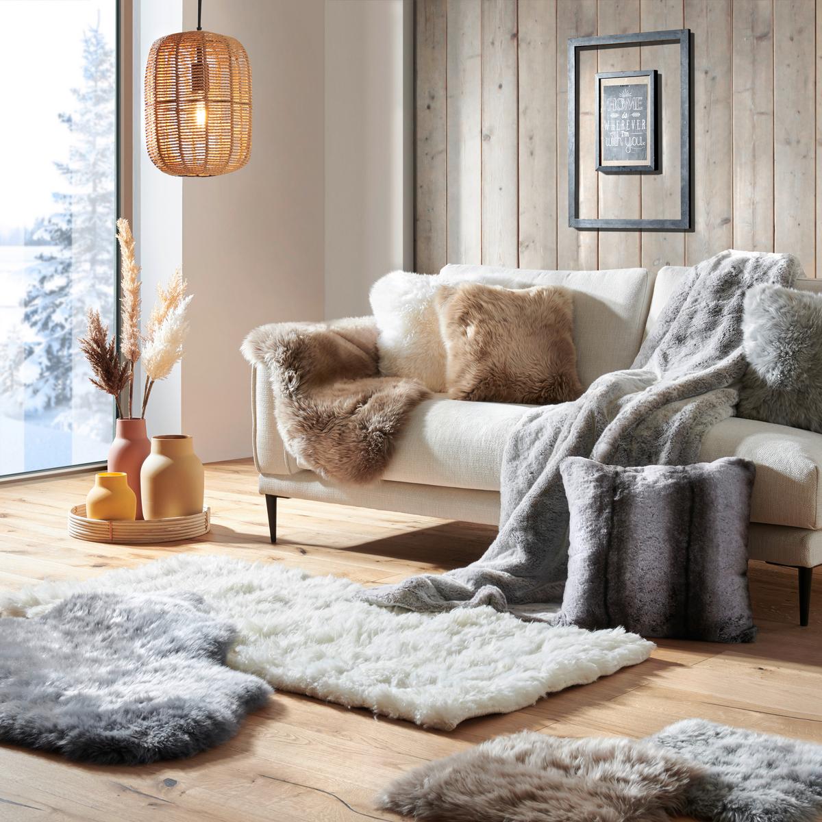 PODUSZKA DO SIEDZENIA OTAGO - taupe, Konventionell, futro/tkanina (34cm) - Esposa