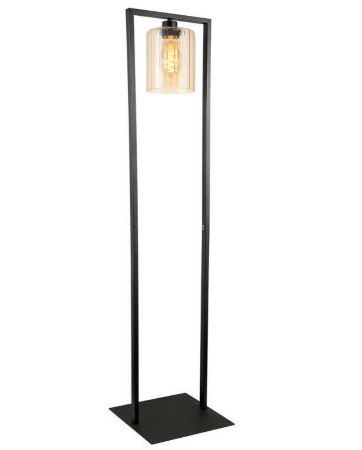 Stehleuchte Ambi Schwarz/Bernsteinfarb. 25 W - Bernsteinfarben/Schwarz, MODERN, Glas/Metall (30/140cm)