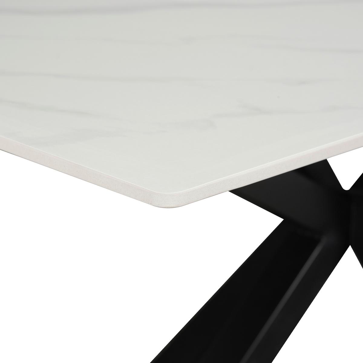 Jedilna miza Romana, 160x70cm - črna/bela, Moderno, kovina/keramika (160/90/76cm) - MID.YOU