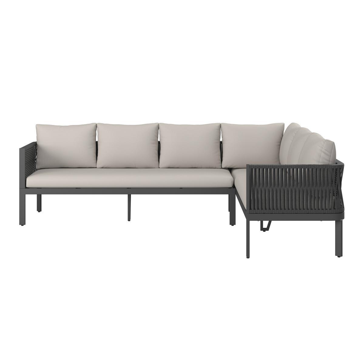 Garnitură grădină Selena - gri deschis/culoare inox, Modern, sticlă/metal (258/66/72cm) - Bessagi Garden
