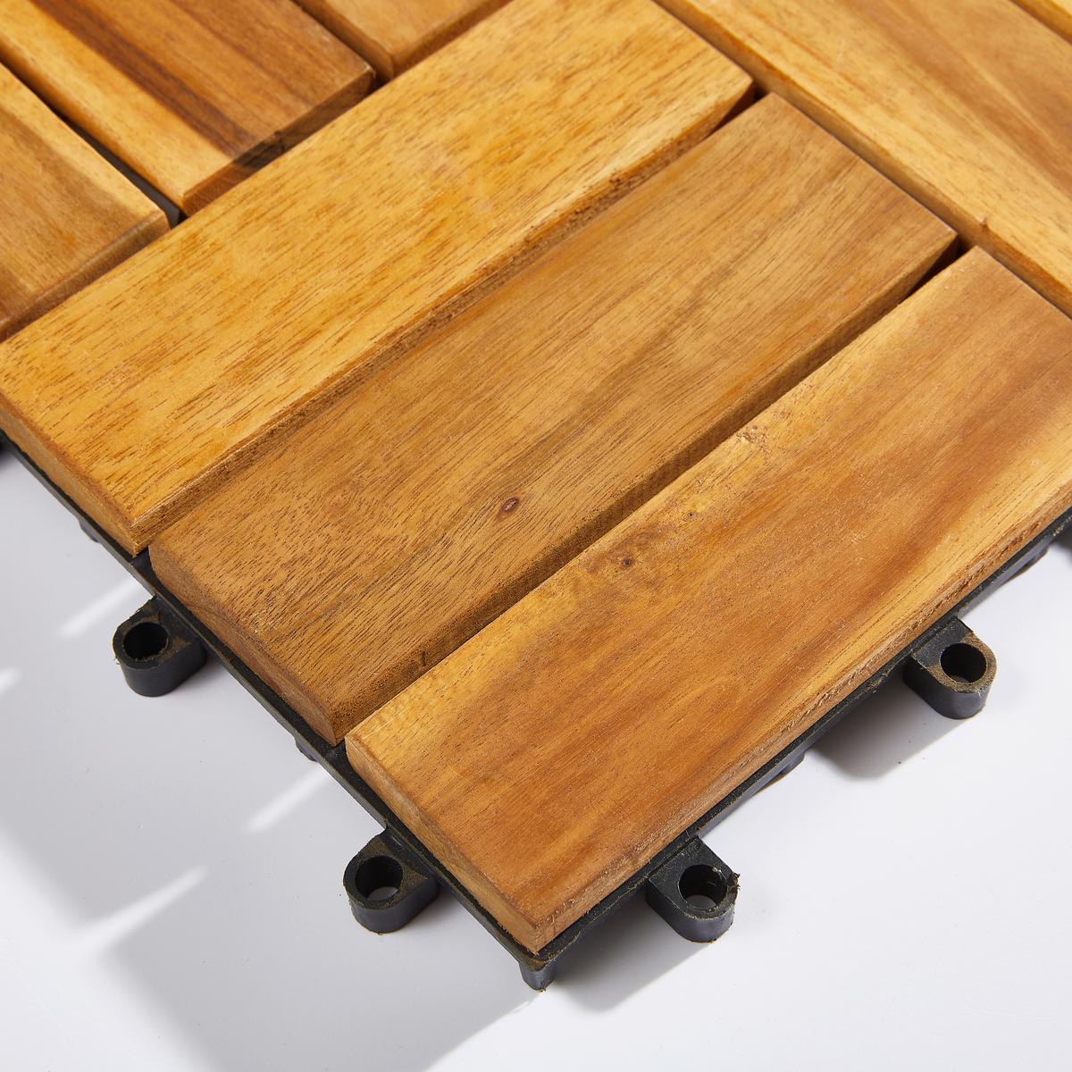 PŁYTKA TARASOWA AKAZIE QUATTRO - kolor akacjowy/brązowy, Konventionell, tworzywo sztuczne/drewno (30/30/2,4cm) - Ambia Garden