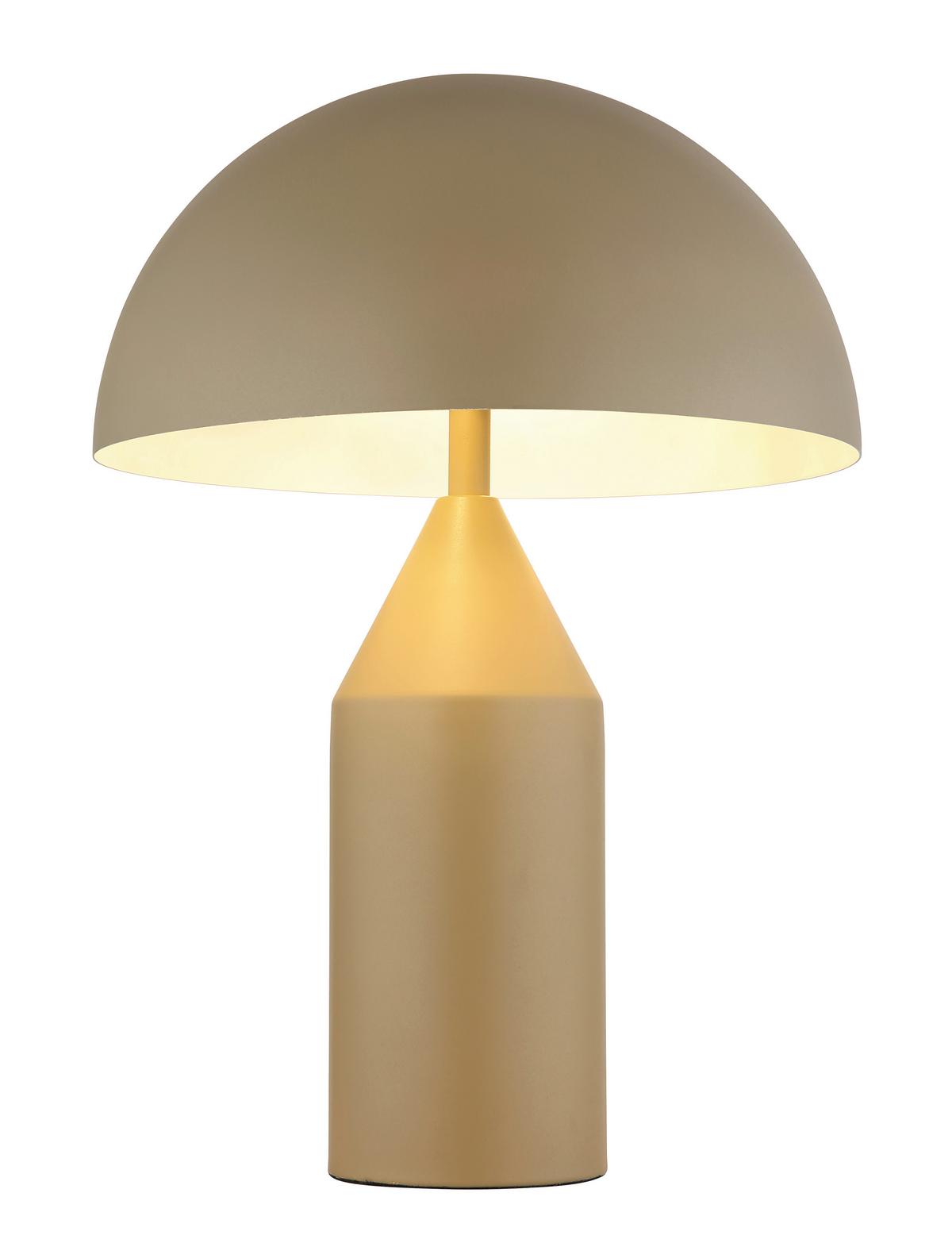 Tischleuchte Atoma Weiß/Sandfarben max. 40 Watt - Sandfarben/Weiss, Design, Metall (28/39cm) - Globo