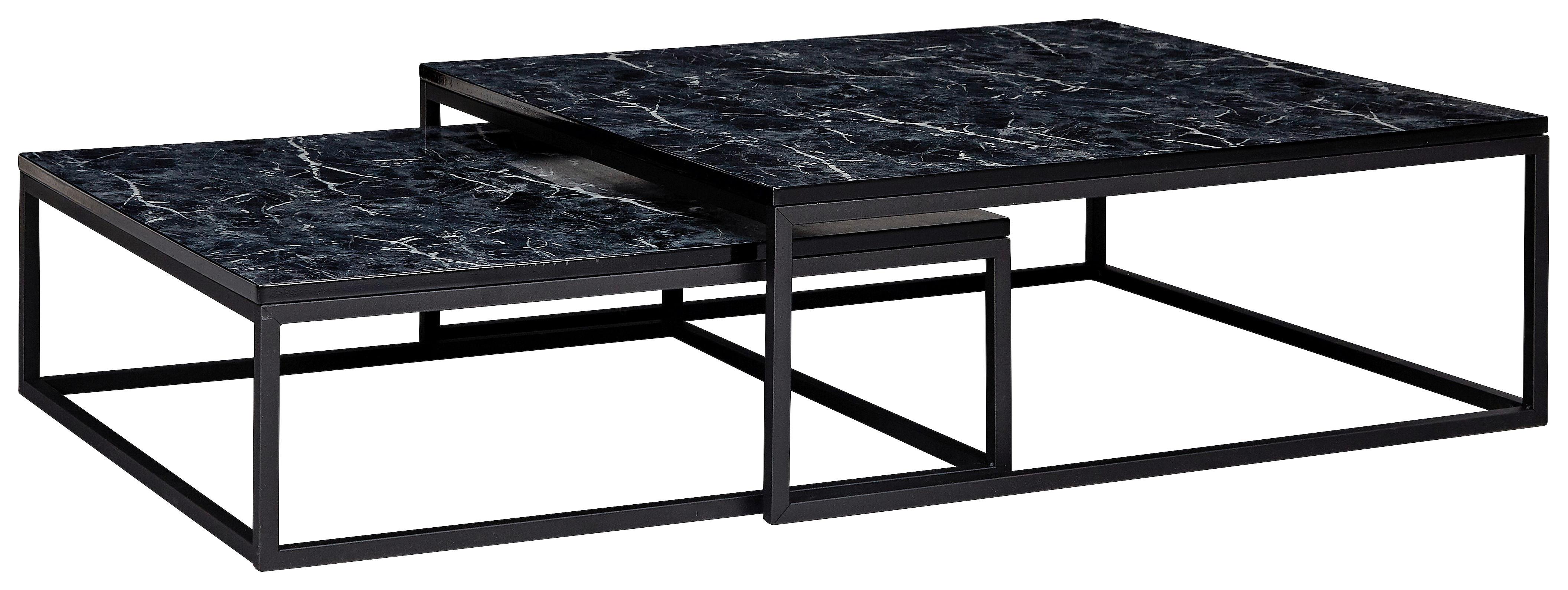 Couchtisch Marmoroptik ca. 75x75x27 cm Schwarz - Schwarz, KONVENTIONELL, Holzwerkstoff/Metall (75/75/27cm) - MID.YOU