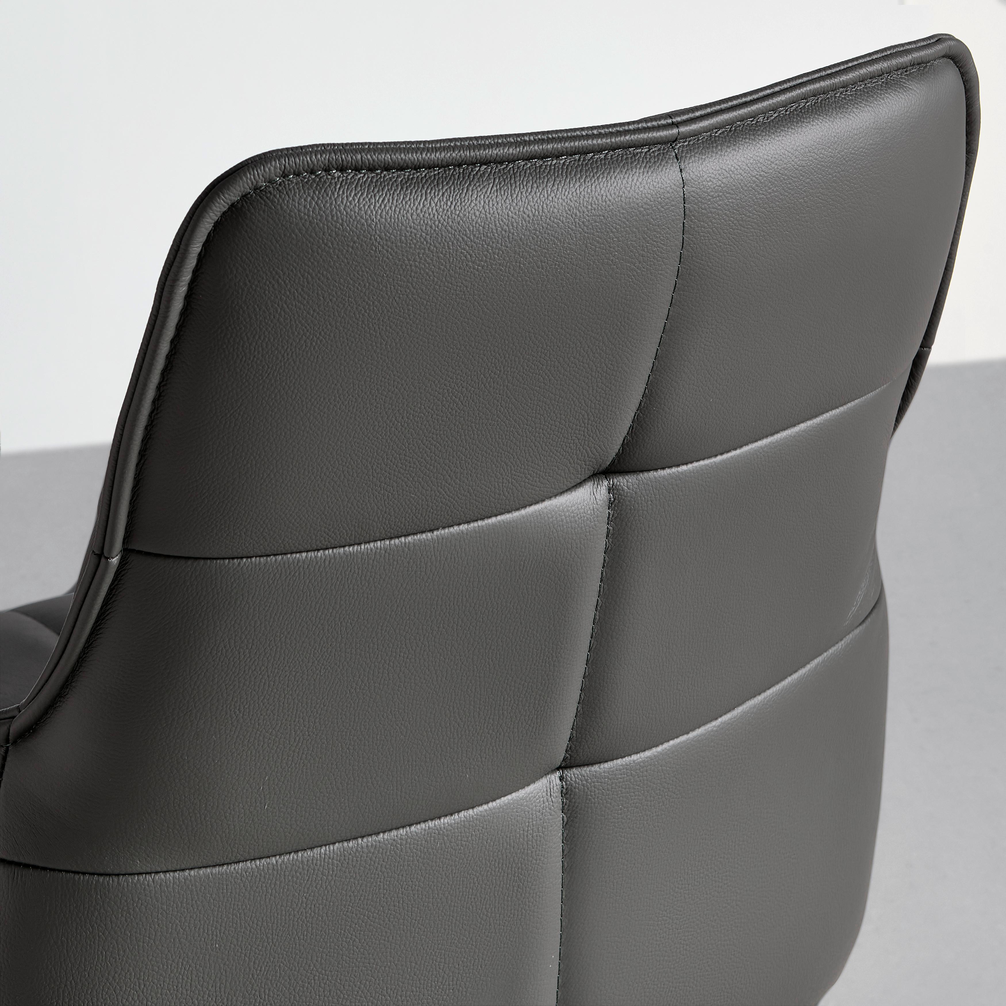 STOL MED ARMSTÖD VINCENT - grå/svart, Modern, metall/läder (58/87/63cm) - Premium Living