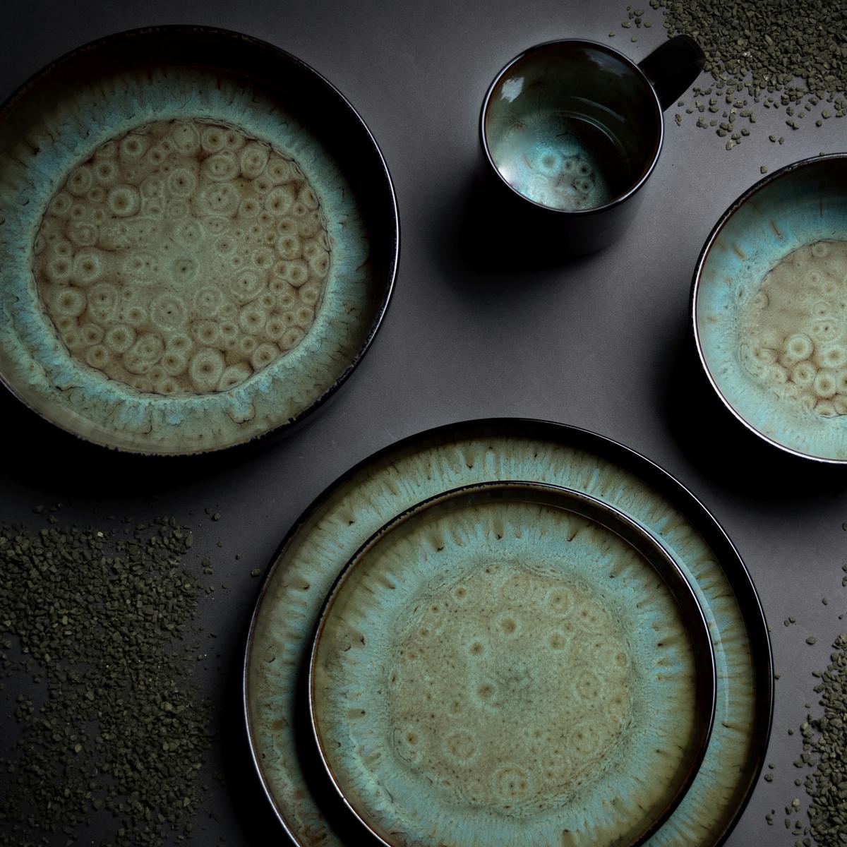 Kombinirani Servis Nordic Fjord Green, 16-Delni - črna/zelena, Basics, keramika - Creatable