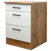 Schubkastenunterschrank Avila Eichefarben/Magnolie - Eichefarben/Magnolie, KONVENTIONELL, Holzwerkstoff/Metall (60/85/60cm) - FlexWell