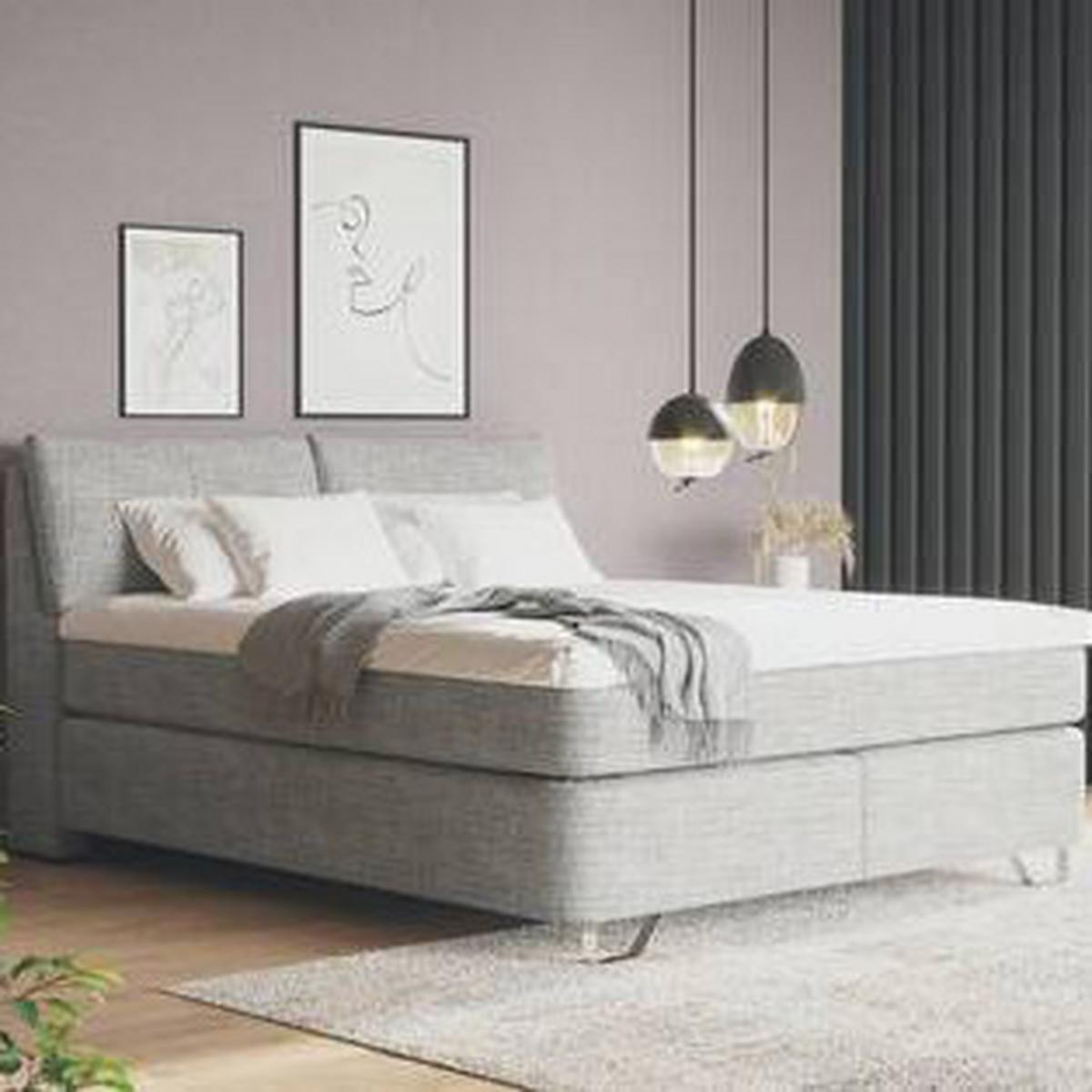 Boxspringbett Tabea Hellgrau ca. 160x200cm - Hellgrau/Alufarben, KONVENTIONELL, Karton/Naturmaterialien (160/200cm) - Mömax
