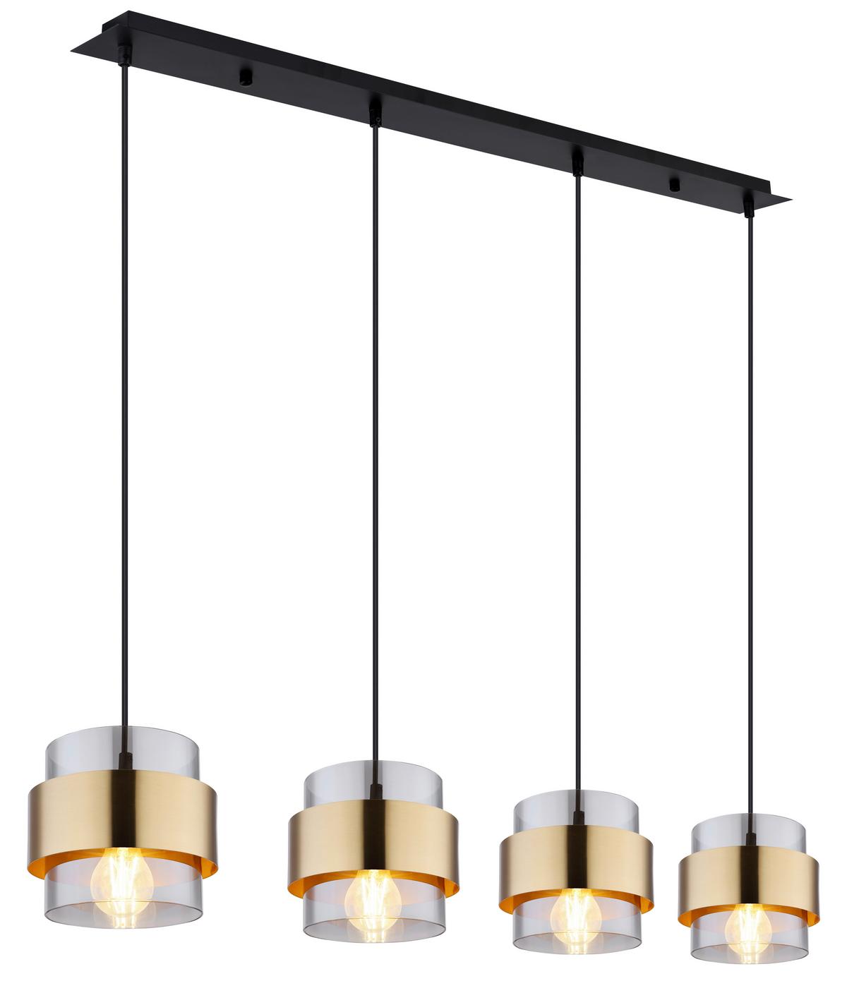 Hängeleuchte Milley max. 60 Watt - Messingfarben/Schwarz, MODERN, Glas/Metall (111/18/120cm)
