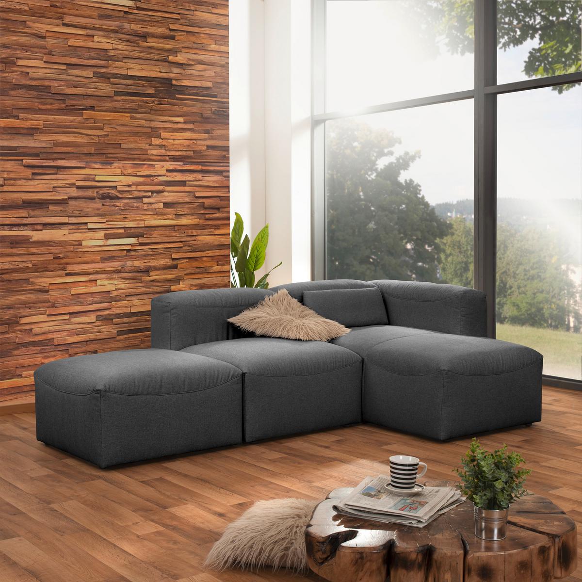 ECKSOFA LENA - Anthrazit, Design, Kunststoff/Textil (250/160cm) - Max Winzer