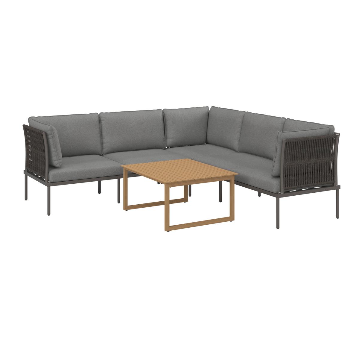 Gartenlounge Elora Hellgrau Textil/Metall - Anthrazit/Hellgrau, Modern, Textil/Metall (223/75/74cm) - Bessagi Garden