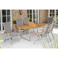 Vrtni Stol Naxos, Aluminij, Zložljiv - srebrne barve/siva, Romantika, kovina/tekstil (58,5/110,5/65cm) - Gardenson