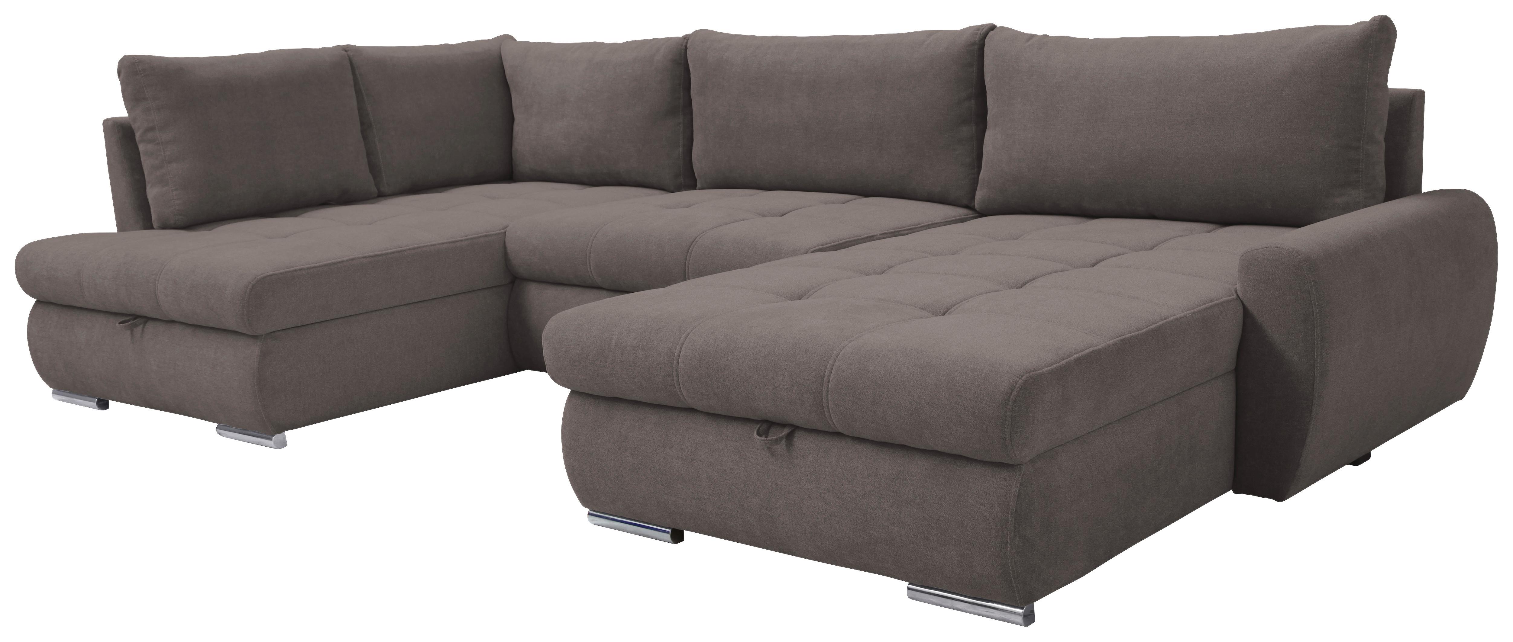 Kutna Garnitura Canion - sivo-smeđa/boje kroma, Design, tekstil/plastika (173/322/174cm) - Modern Living