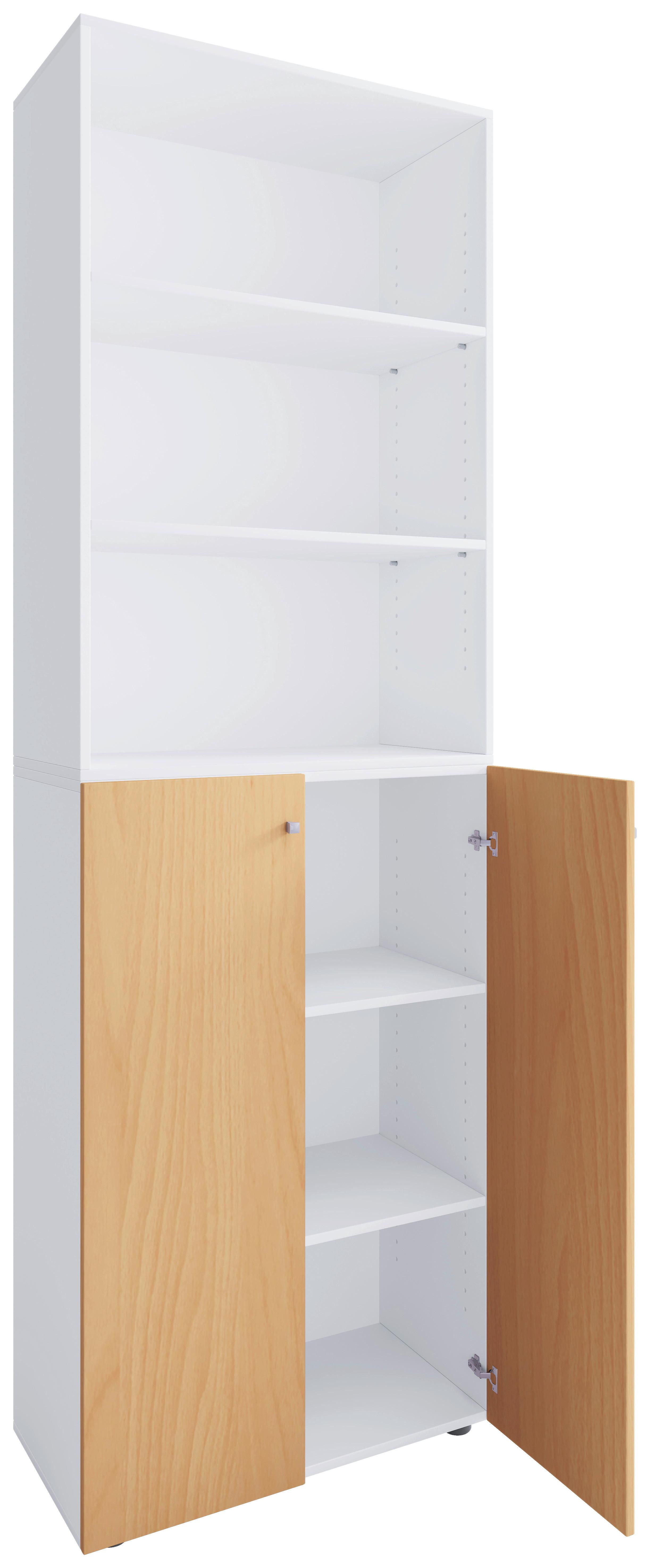 SCHUHSCHRANK LONA 2XL DT R - Weiss/Buchefarben, Design, Holzwerkstoff/Kunststoff (70/220/40cm) - MID.YOU