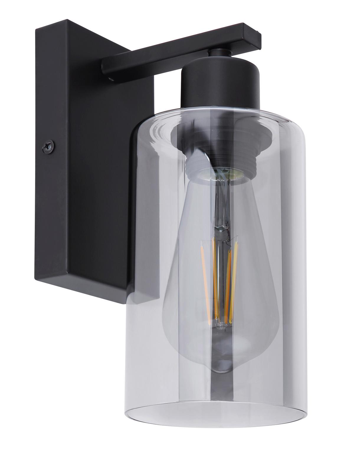 Wandleuchte 15465W in Grau max. 60 Watt - Schwarz/Grau, Design, Glas/Metall (10/15/23cm) - Globo