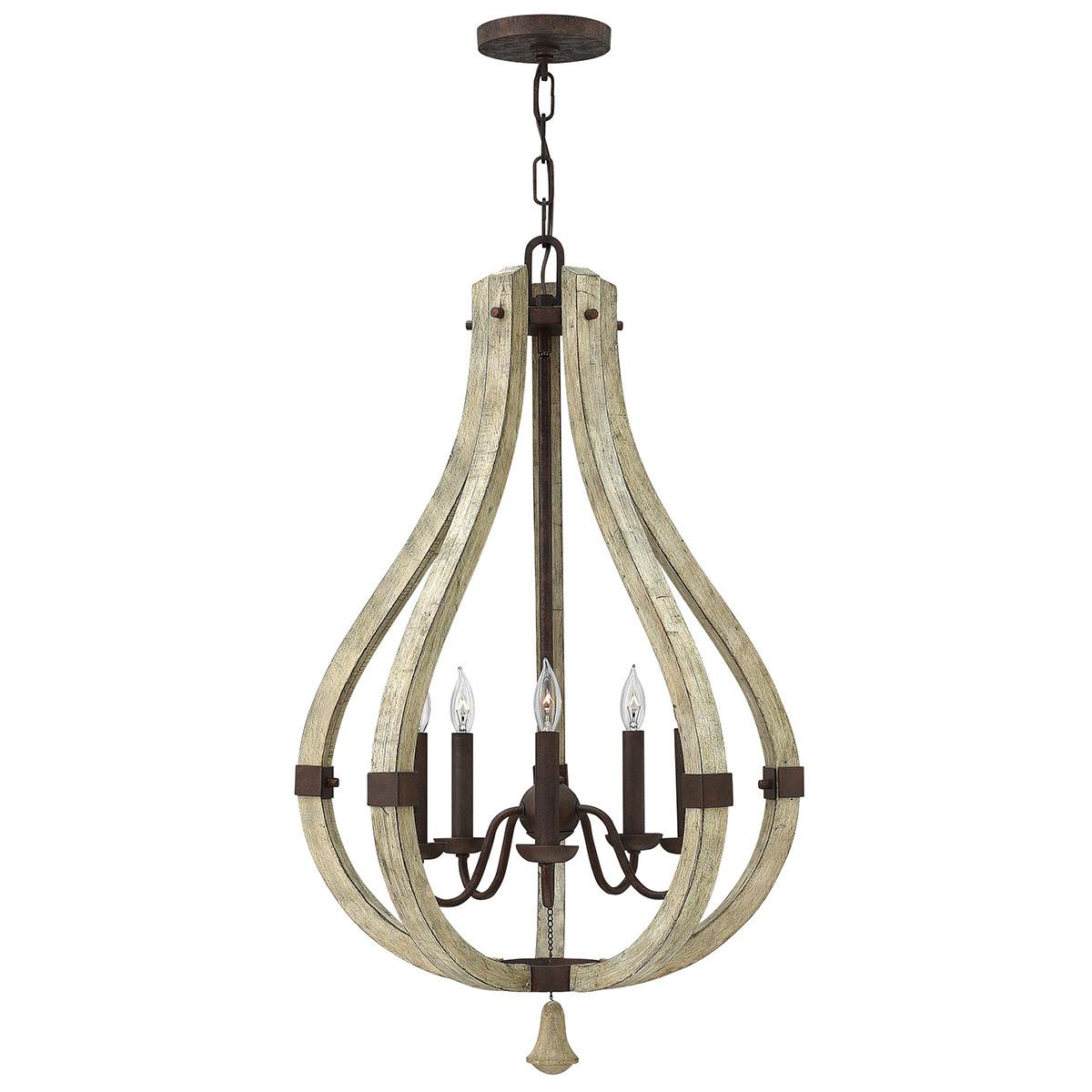 Csillár Hk-Middlefield5 - rozsdavörös, Natur, fa/fém (50.8/81.3cm) - Elstead Lighting