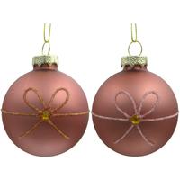 Christbaumanhänger Figures Pink Ø ca. 6cm 2-teilig - Pink/Dunkelgelb, Glas/Textil (6cm) - Mömax