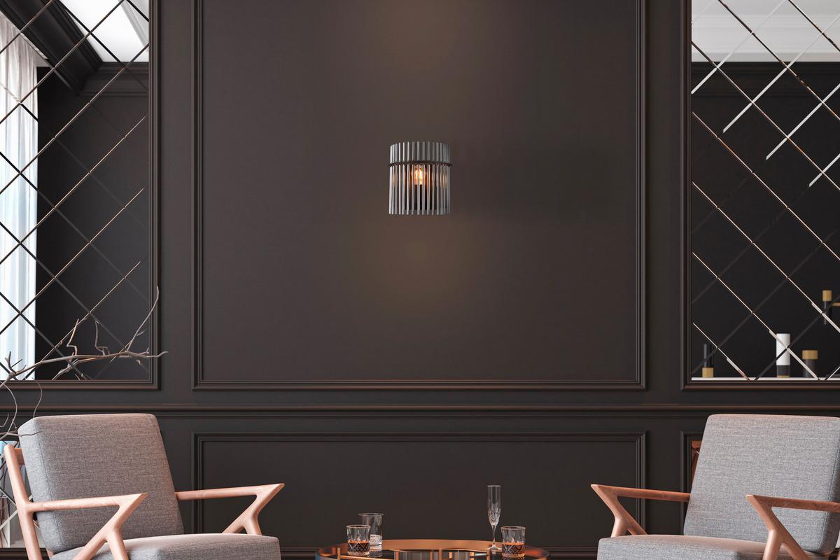 Wandleuchte Gorley Rauchfarben max. 60 Watt - Schwarz, KONVENTIONELL, Glas/Metall (25/12,5/26cm) - Globo