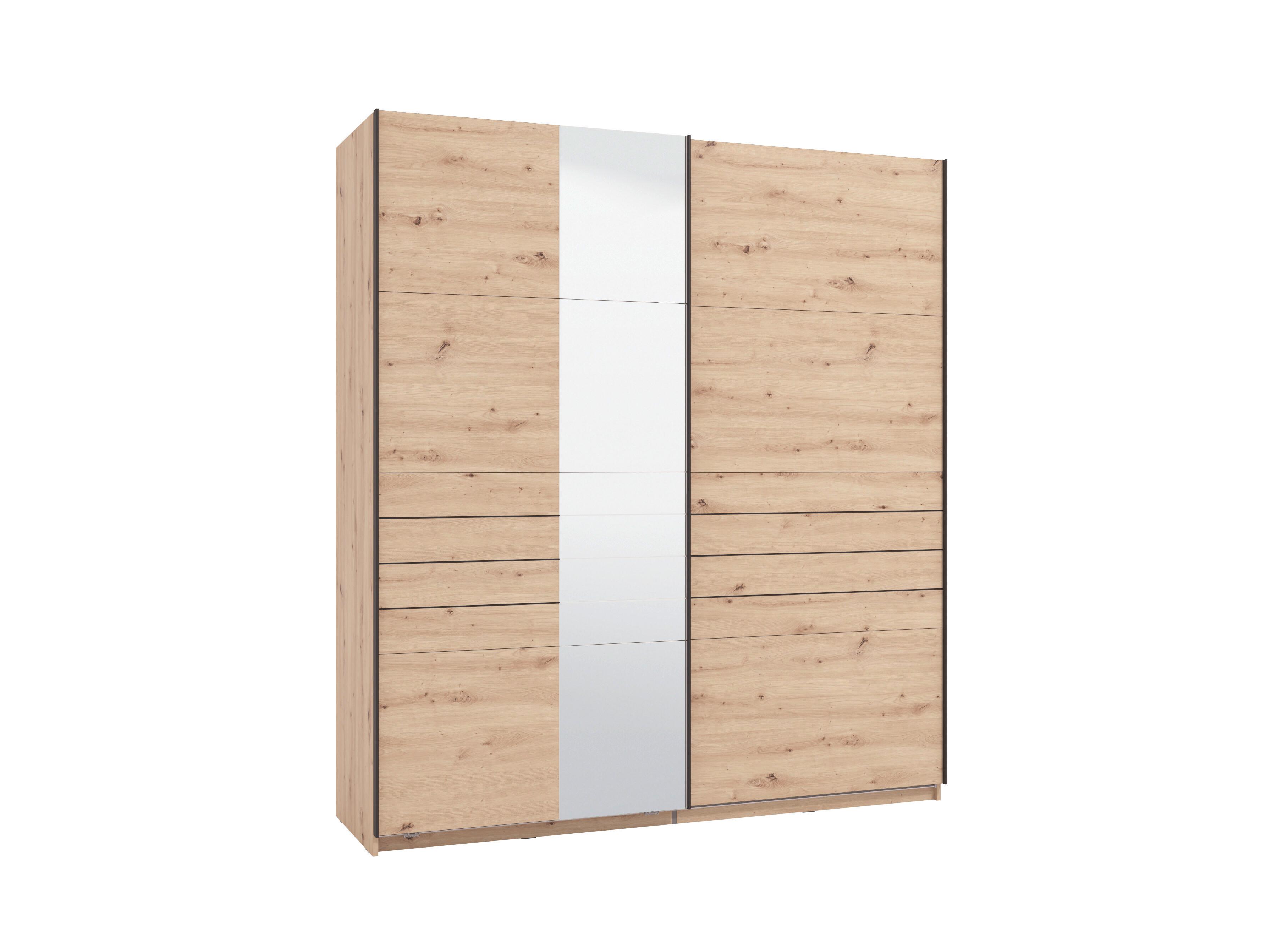 Tolóajtós Szekrény Veymont - fekete/Artisan tölgy, Modern, faalapú anyag/fém (195/217,5/61cm)