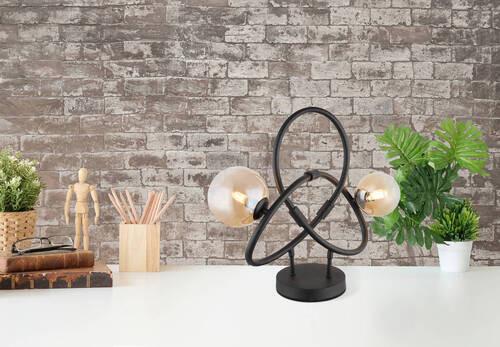 LED-TISCHLEUCHTE 56141-2T - Klar/Schwarz, Design, Glas/Kunststoff (46/15/38,5cm) - Globo