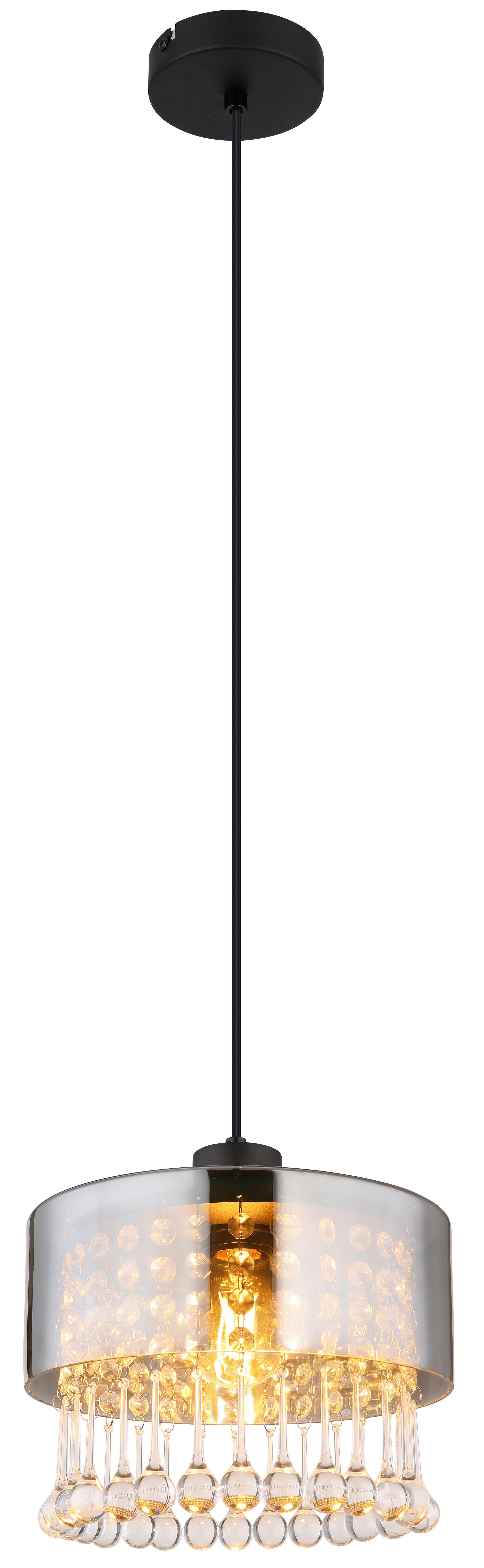 Hängeleuchte Hendry Klar/Schwarz max.15 Watt - Klar/Schwarz, KONVENTIONELL, Glas/Kunststoff (25/120cm) - Globo