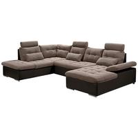 Wohnlandschaft Jakarta U inkl. Kissen Braun - Hellbraun/Dunkelbraun, MODERN, Holzwerkstoff/Textil (218/324/170cm) - MID.YOU