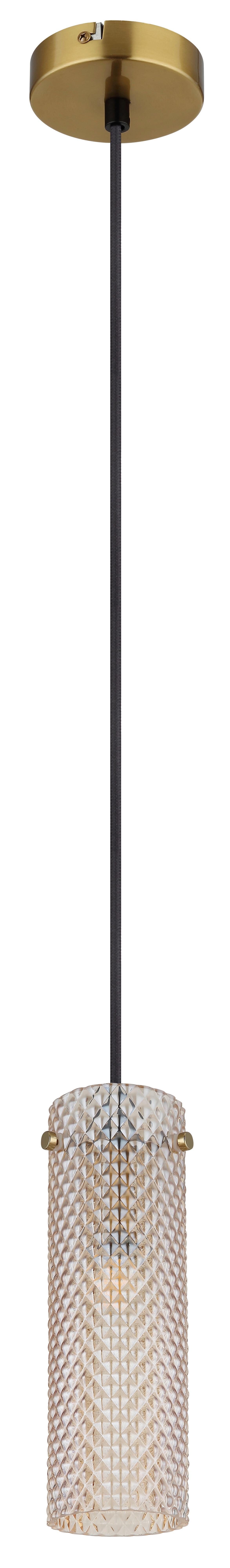 HÄNGELEUCHTE 15775H  KAROLO - Goldfarben/Schwarz, Konventionell, Glas/Textil (10/120cm) - Globo