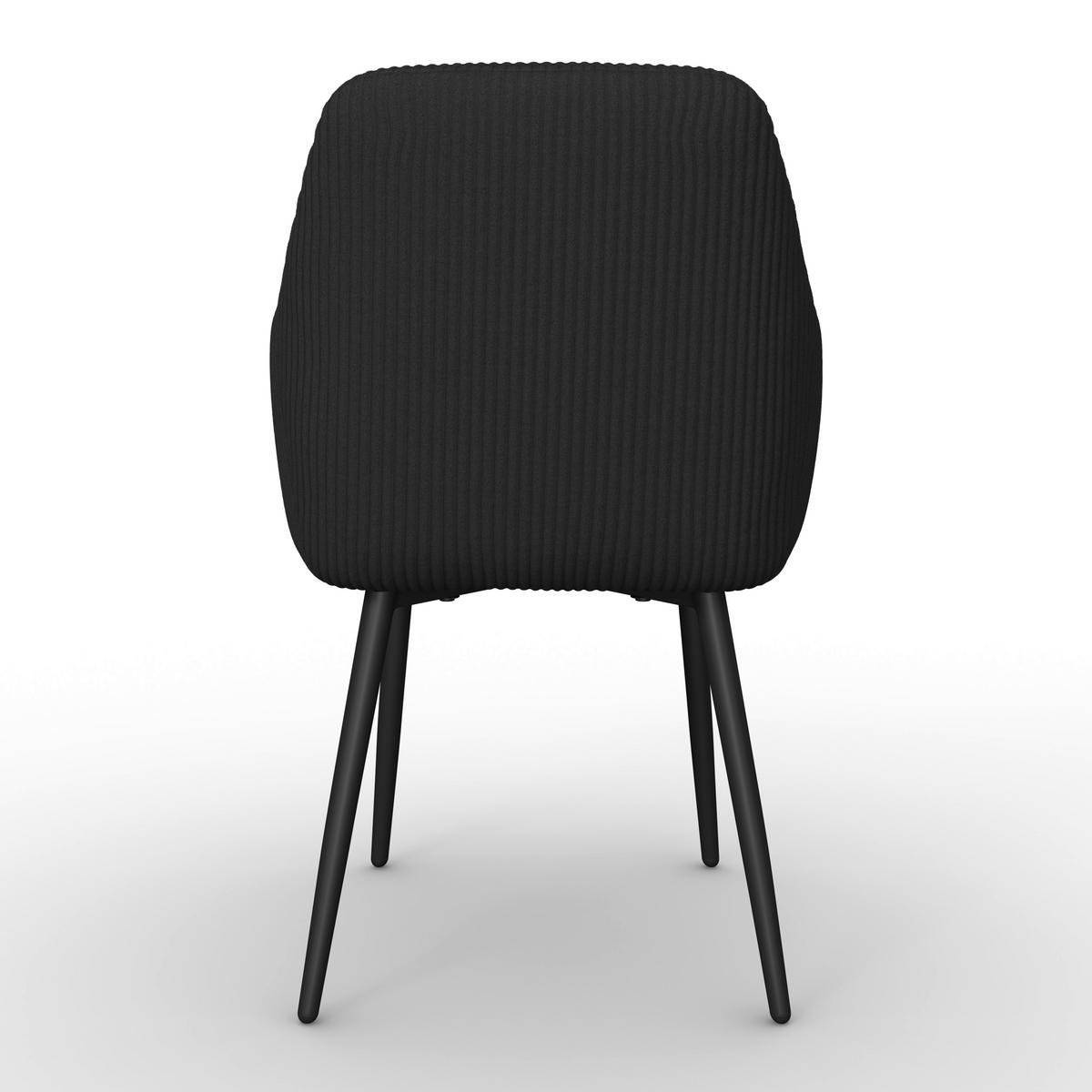 Armlehnstuhl Alani Schwarz Cord Gepolstert - Schwarz, MODERN, Textil/Metall (60/58/86cm) - Bessagi Home