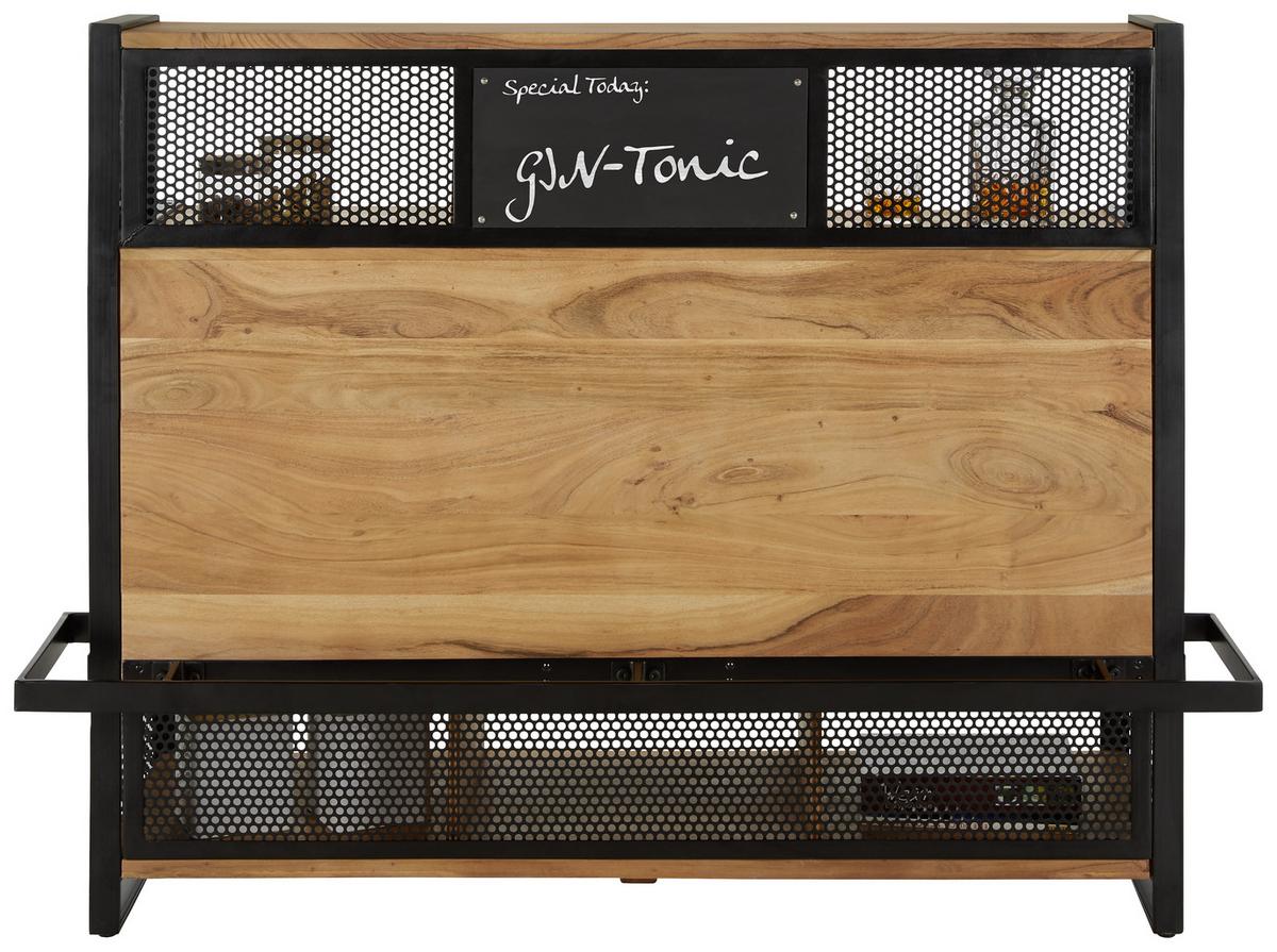 Bar aus Akazie - Schwarz/Naturfarben, Lifestyle, Holz/Metall (140/120/50cm) - Premium Living