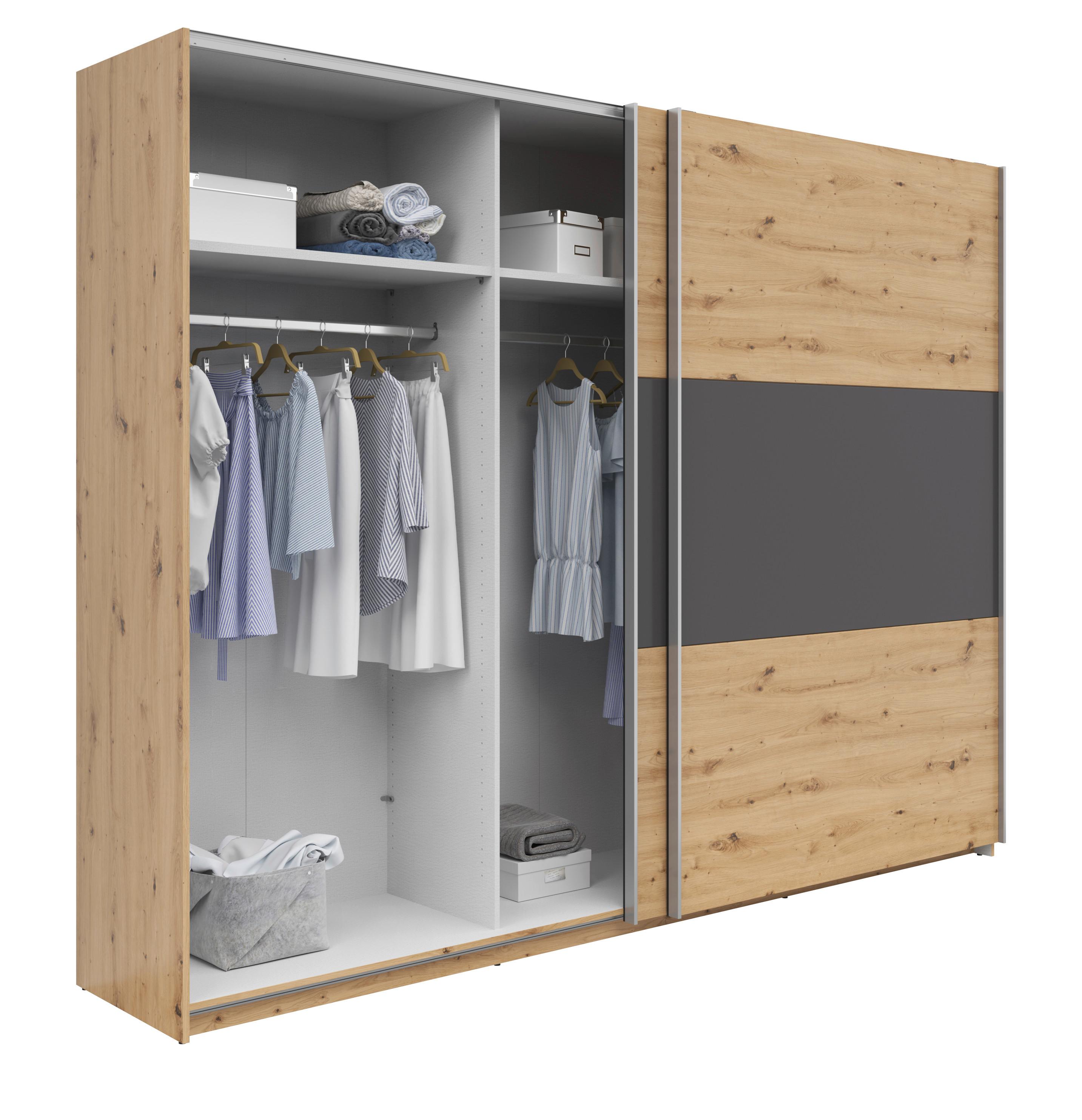 Ormar S Kliznim Vratima Saturn - boje grafita/srebrne boje, Konvencionalno, drvni materijal/metal (270/210/59cm) - Based