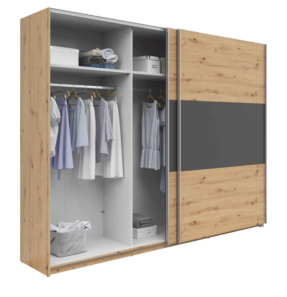 Ormar S Kliznim Vratima Saturn - boje grafita/srebrne boje, Konvencionalno, drvni materijal/metal (270/210/59cm) - Based