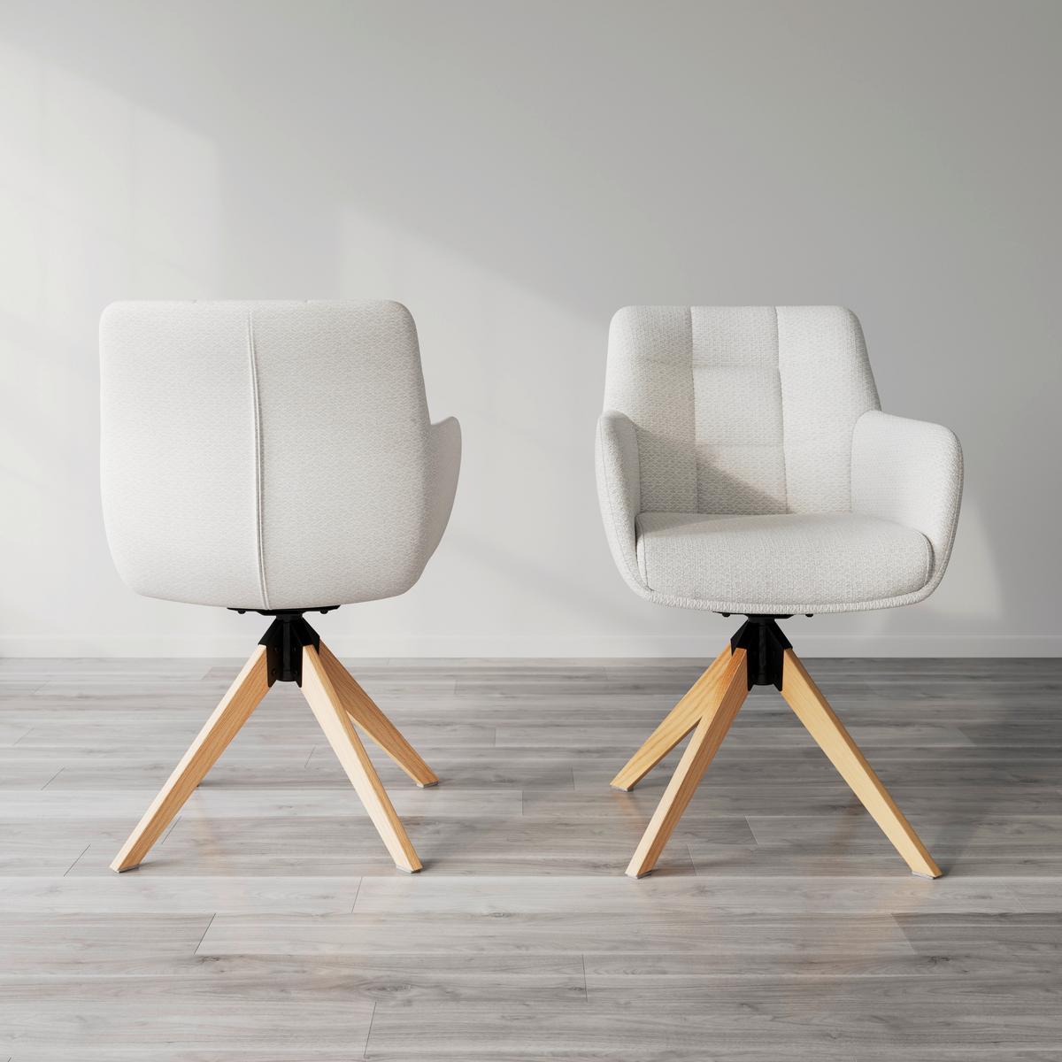 Armlehnstuhl Mailo Hellgrau Webstoff Drehbar Gepolstert - Hellgrau/Naturfarben, MODERN, Holz/Textil (56/92/62cm) - Bessagi Home