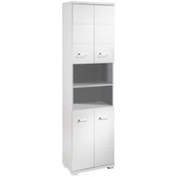 Hochschrank ''Nebraska'', Weiß Hochglanz - Chromfarben/Weiß Hochglanz, MODERN, Holzwerkstoff/Kunststoff (50/192/31,5cm) - MID.YOU