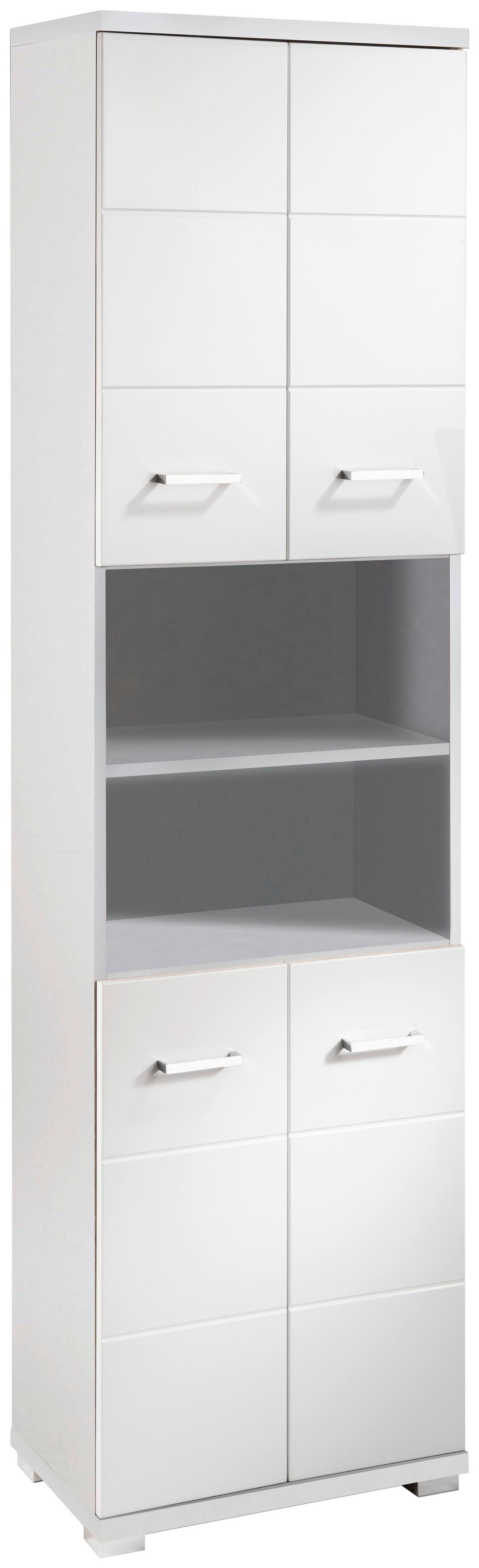 Hochschrank ''Nebraska'', Weiß Hochglanz - Chromfarben/Weiß Hochglanz, MODERN, Holzwerkstoff/Kunststoff (50/192/31,5cm) - MID.YOU