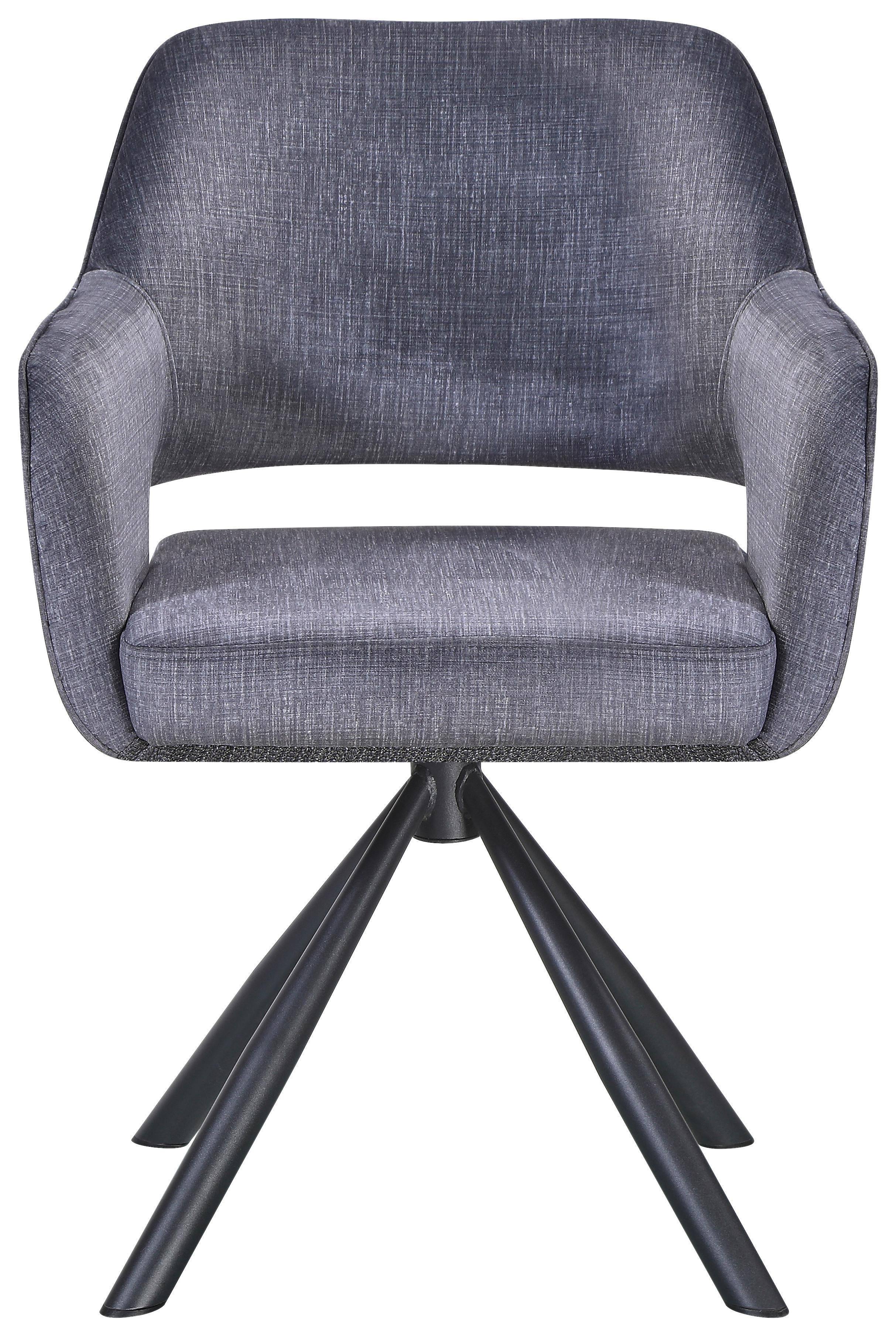 Armlehnstuhl Vanessa Grau - Schwarz/Grau, MODERN, Textil/Metall (61/84,5/60cm) - Mömax