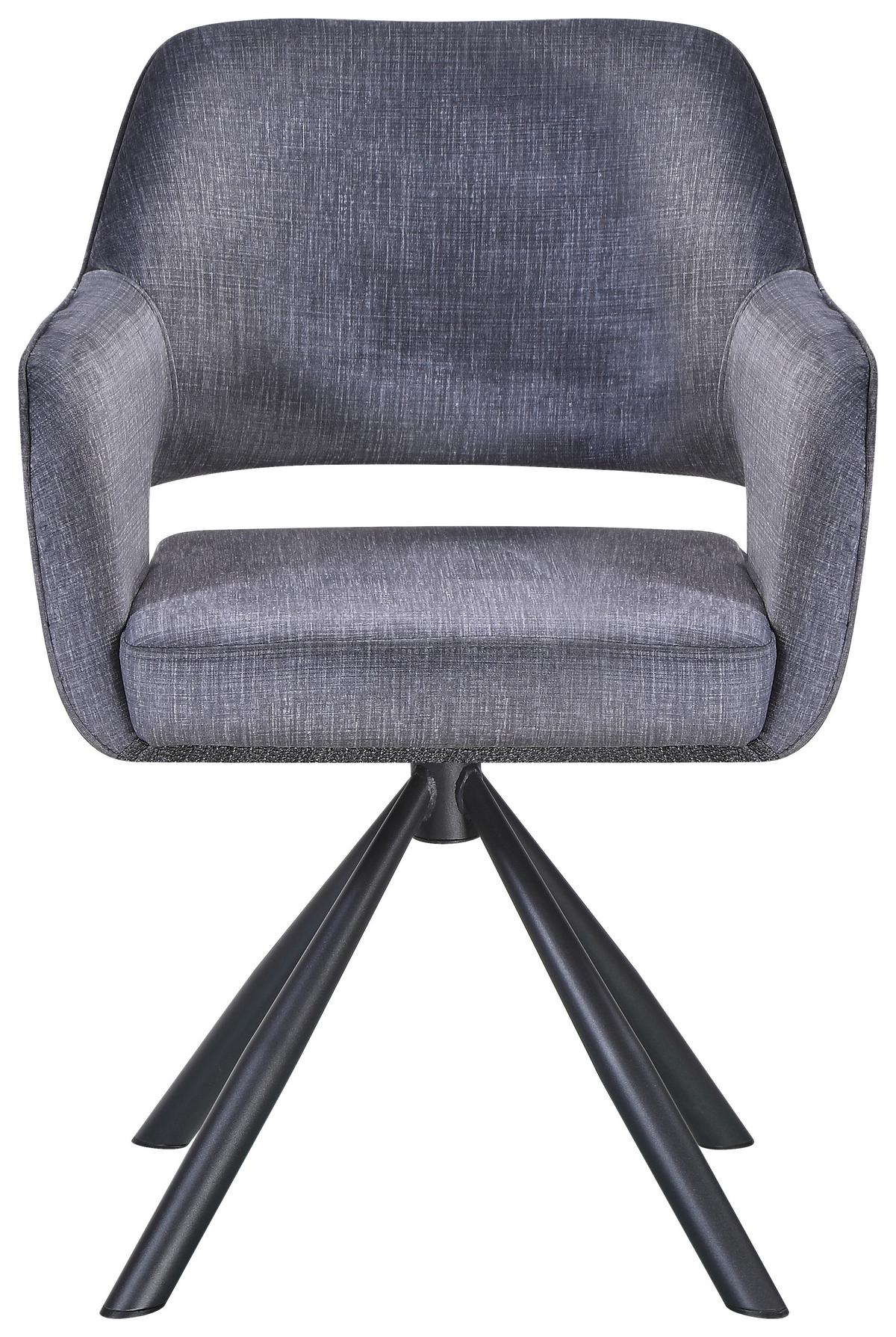 Armlehnstuhl Vanessa Grau - Schwarz/Grau, MODERN, Textil/Metall (61/84,5/60cm) - Mömax
