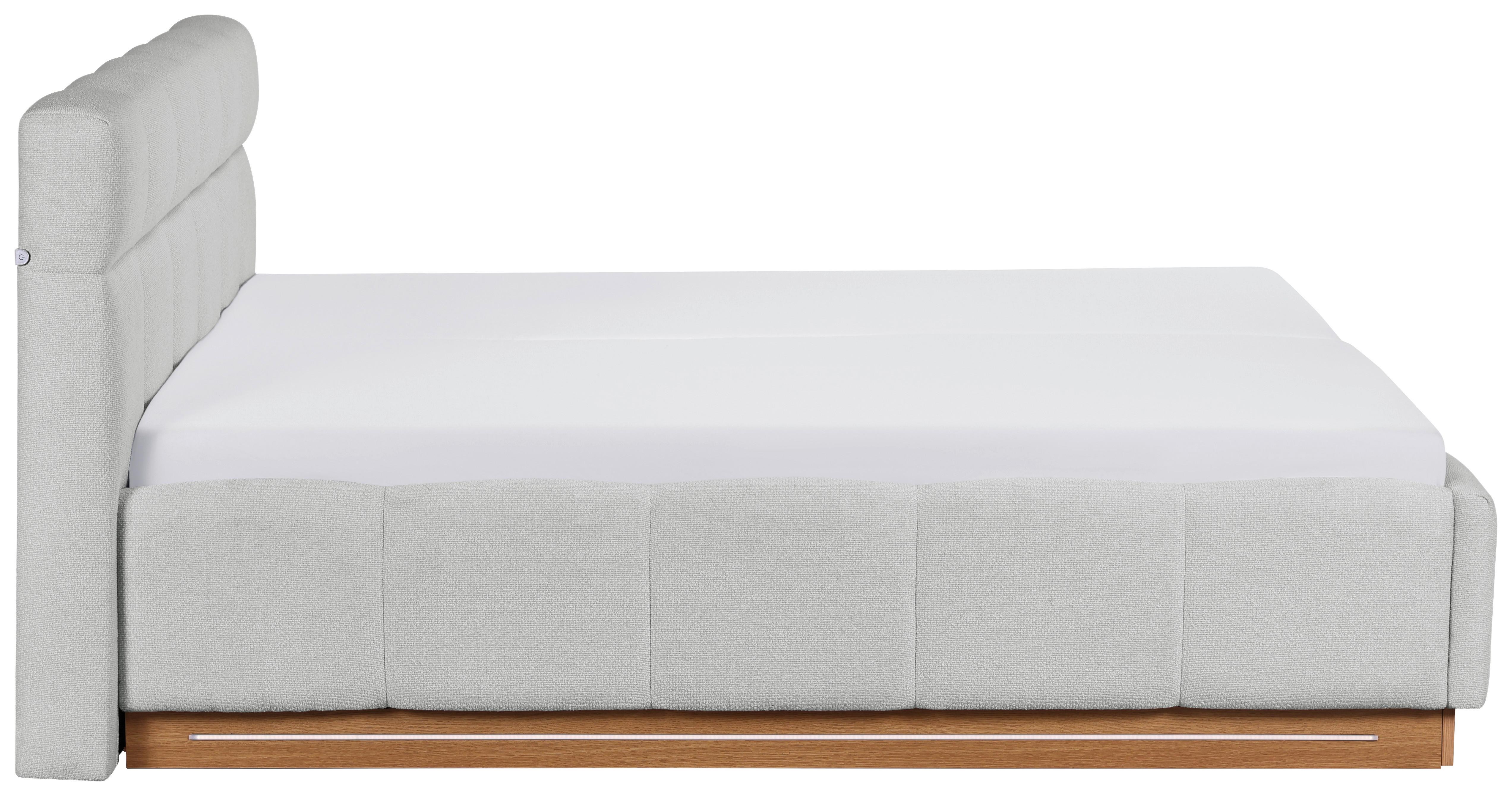 STOPPAD SÄNG ASCONA II -EXKLUSIV- -BASED- - ljusgrå/ekfärgad, Klassisk, trämaterial/textil (160/200cm) - Based