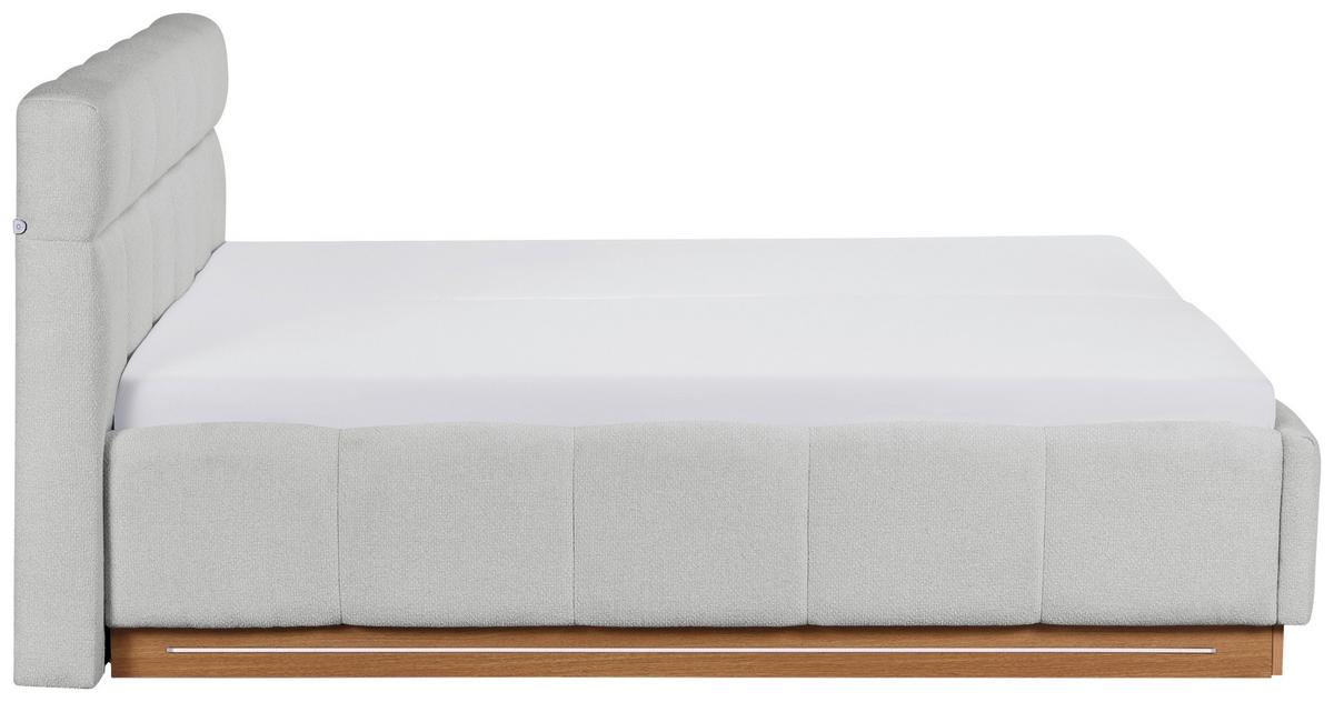 Polsterbett Ascona II Hellgrau ca. 180x200cm - Eichefarben/Hellgrau, KONVENTIONELL, Holzwerkstoff/Textil (180/200cm) - Based