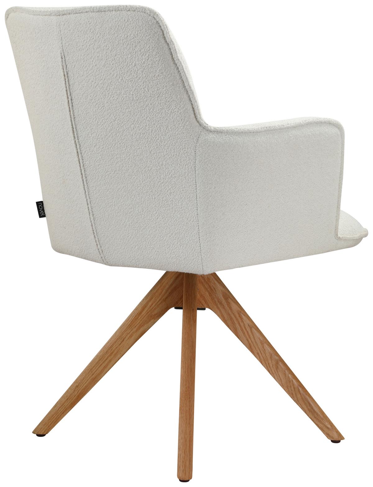 KRZESŁO Z PODŁOKIETNIKAMI TOKIO 2.0 - kolor dębowy/kremowy, Design, drewno/tkanina (60,5/87/63,5cm) - Novel