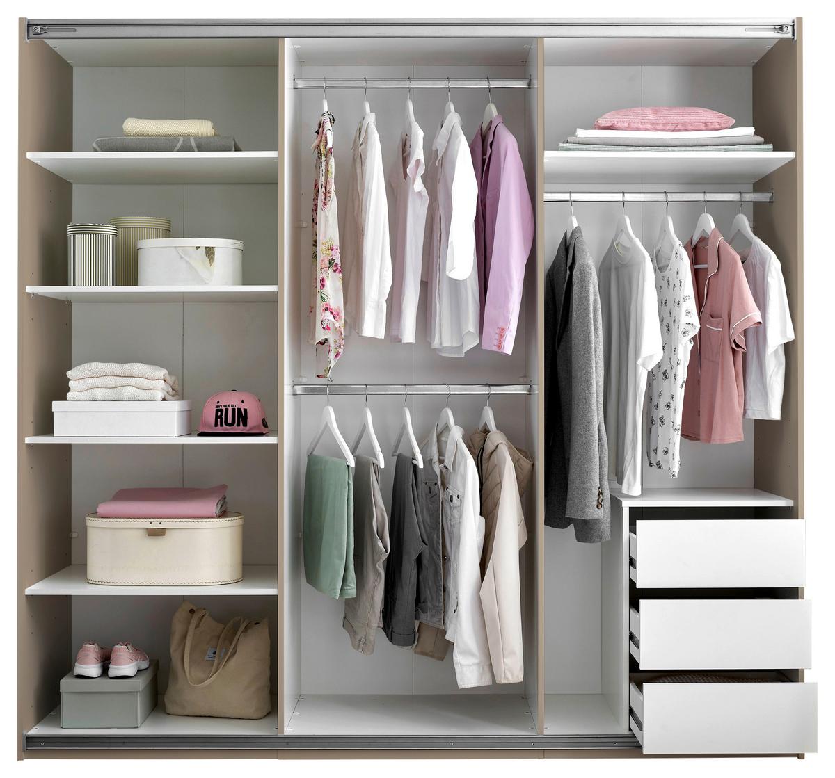 Ormar S Kliznim Vratima Carano - kašmir/crna, Konvencionalno, staklo/drvni materijal (215/204/63cm) - Modern Living