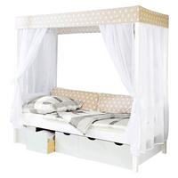 Postelja Z Baldahinom Lino, 90x200, Bež, Predali - bela/bež, Moderno, les (90/200cm) - Livetastic