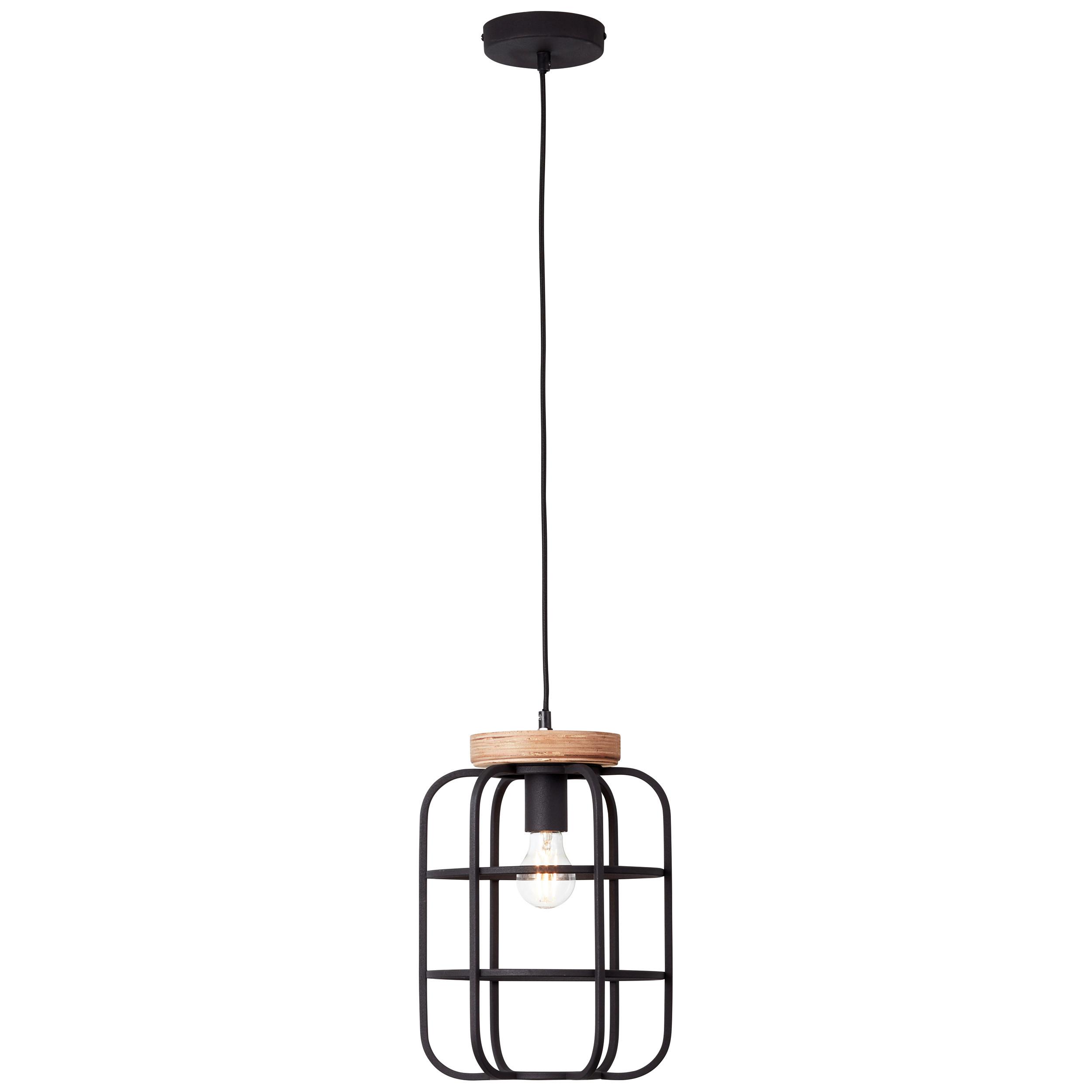 Hängeleuchte Gwen Braun/Schwarz max. 40 Watt - Schwarz/Braun, Design, Holz/Metall (25/147cm) - Brilliant