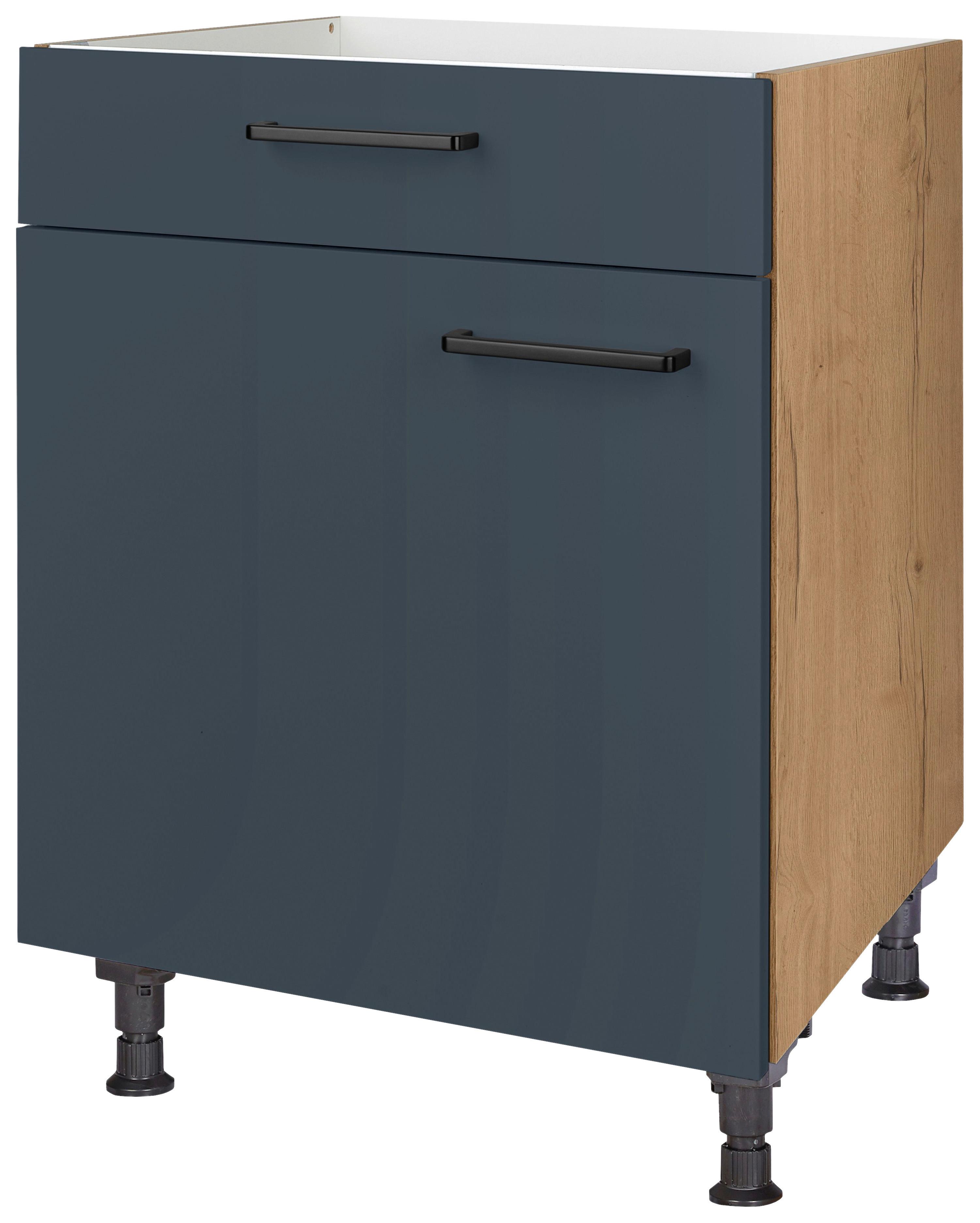 Kochfeldumbauschrank Easytouch Blau - Blau/Eichefarben, MODERN, Holzwerkstoff/Metall (60/87/56cm) - Nobilia